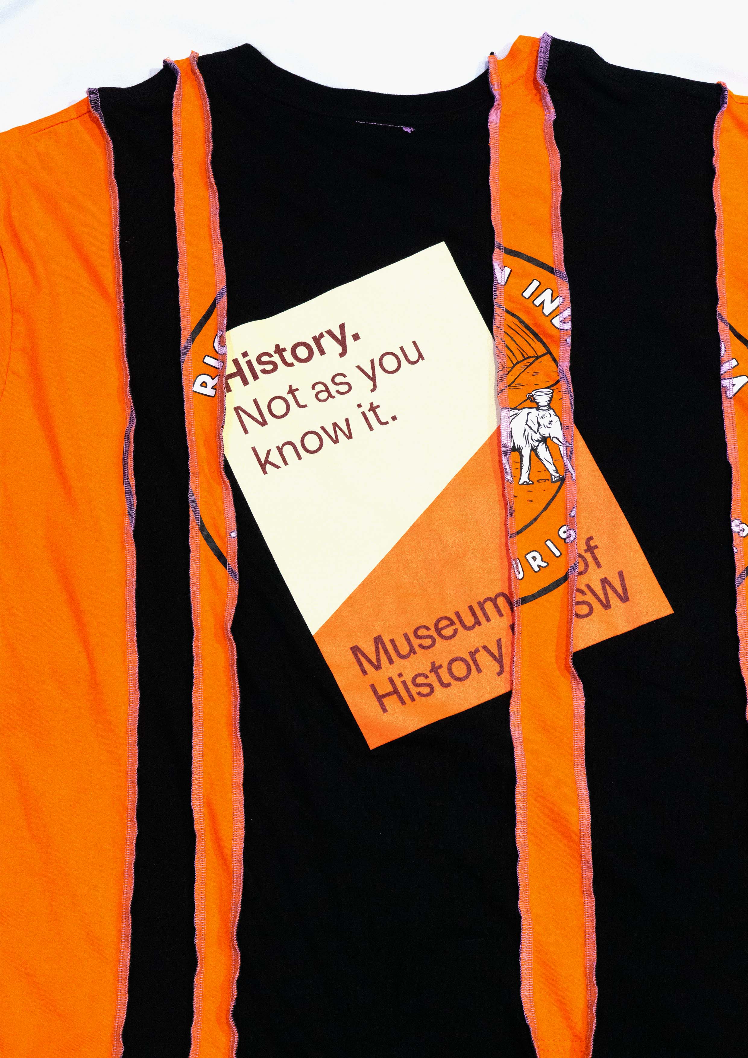 Reimagined upcycled tee - black & orange