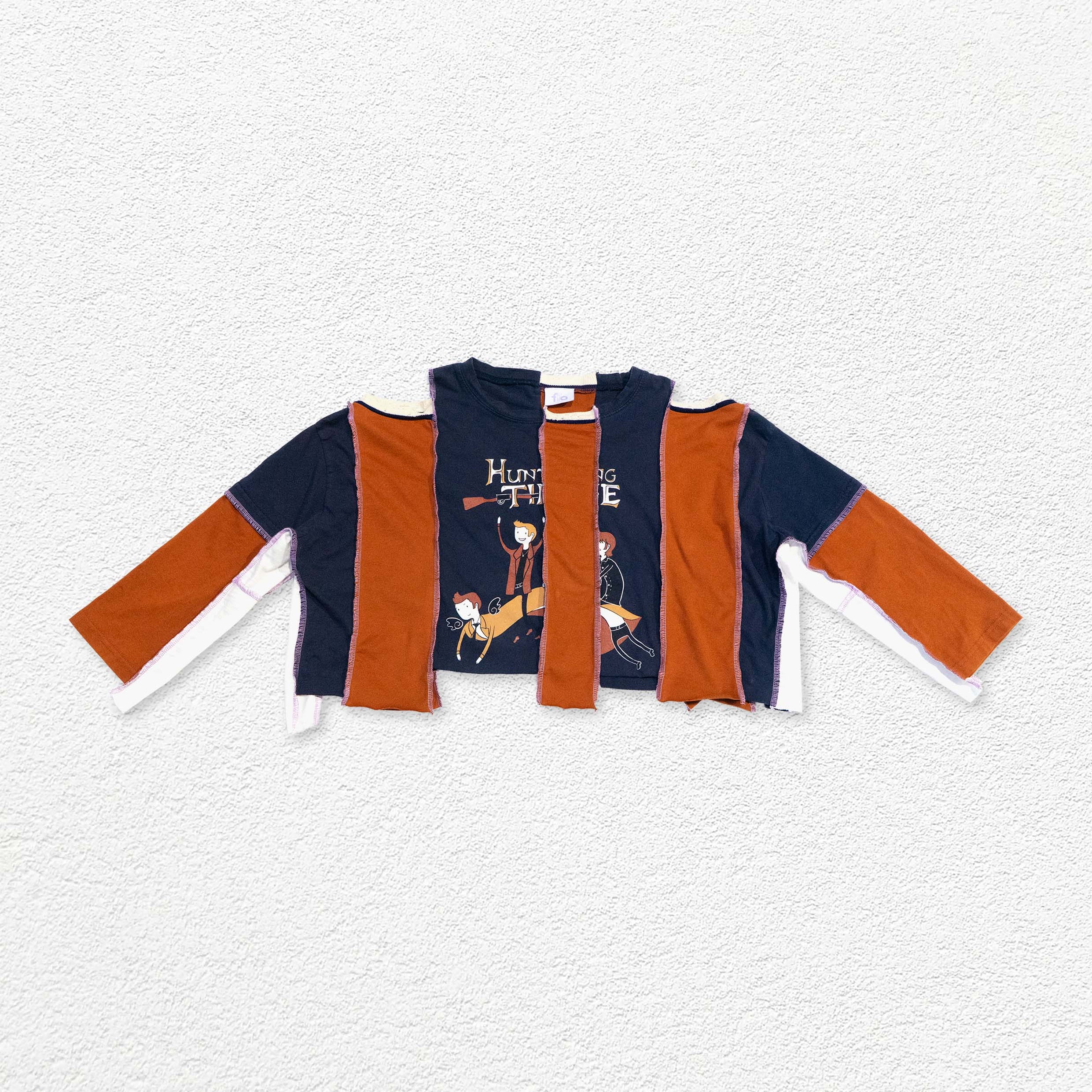 Reimagined upcycled tee - navy & cinnamon