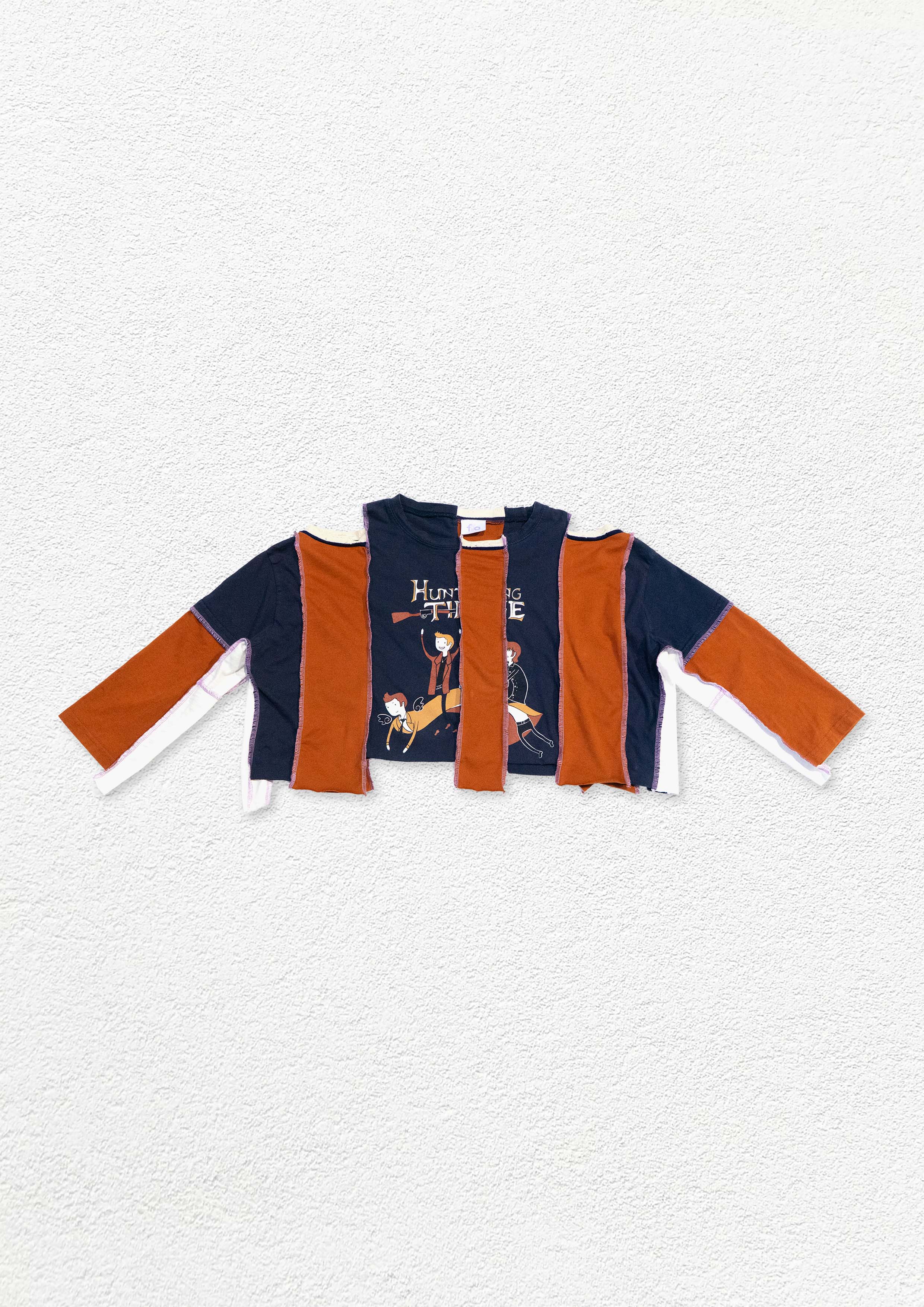Reimagined upcycled tee - navy & cinnamon