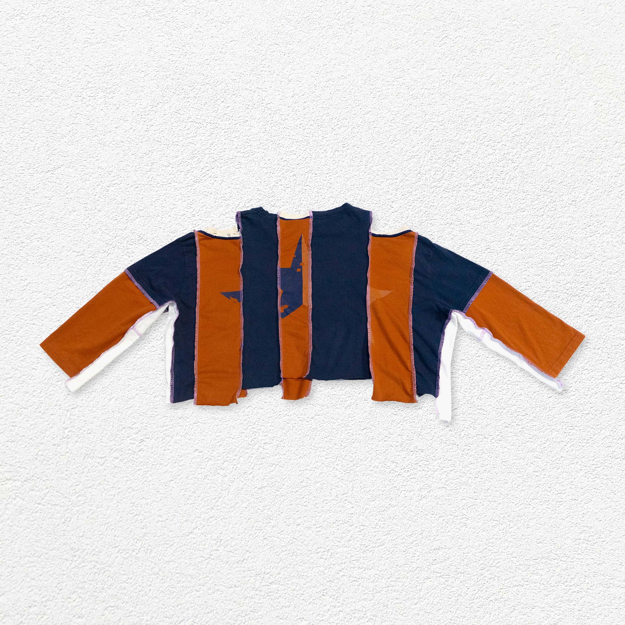 Reimagined upcycled tee - navy & cinnamon