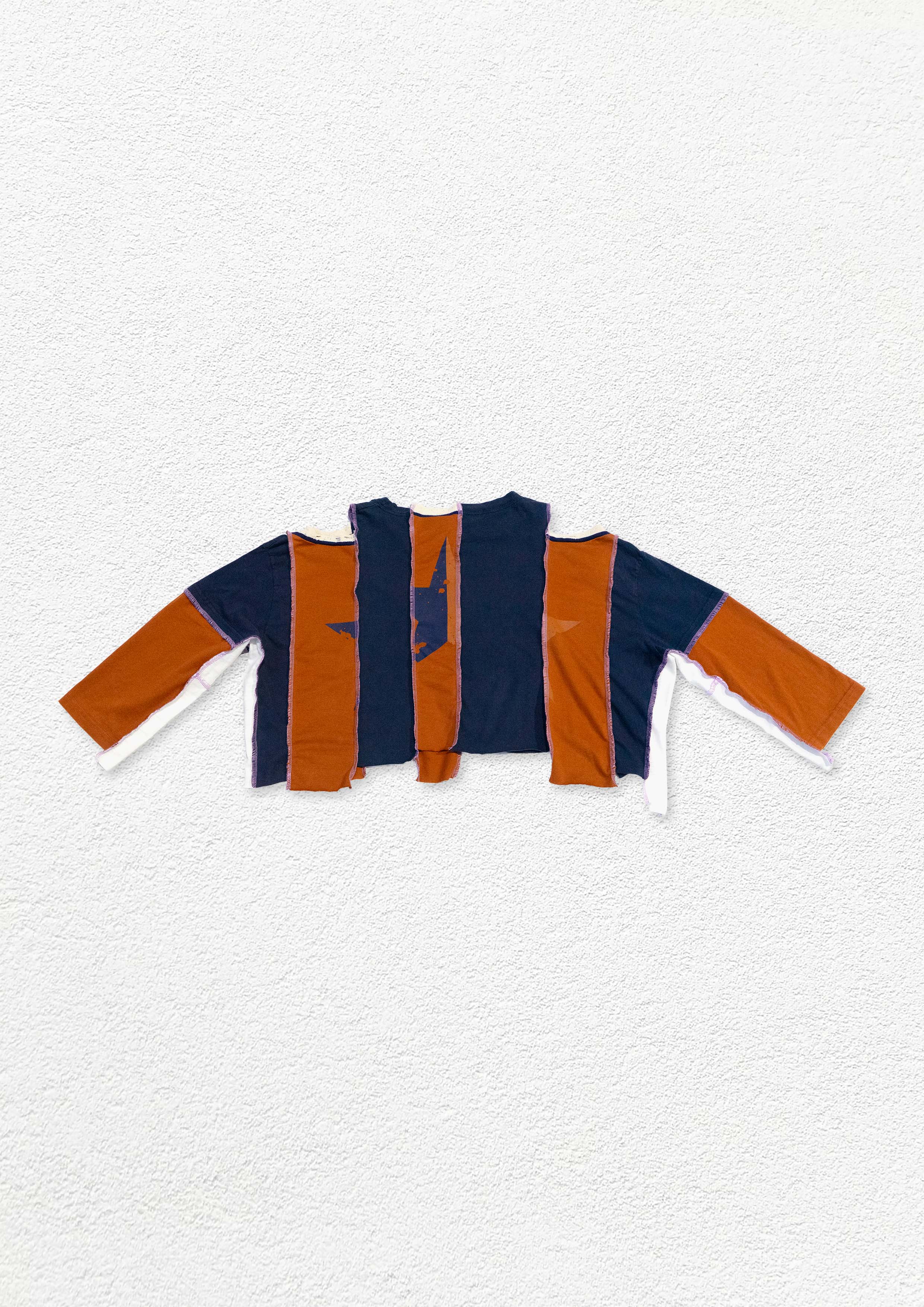 Reimagined upcycled tee - navy & cinnamon