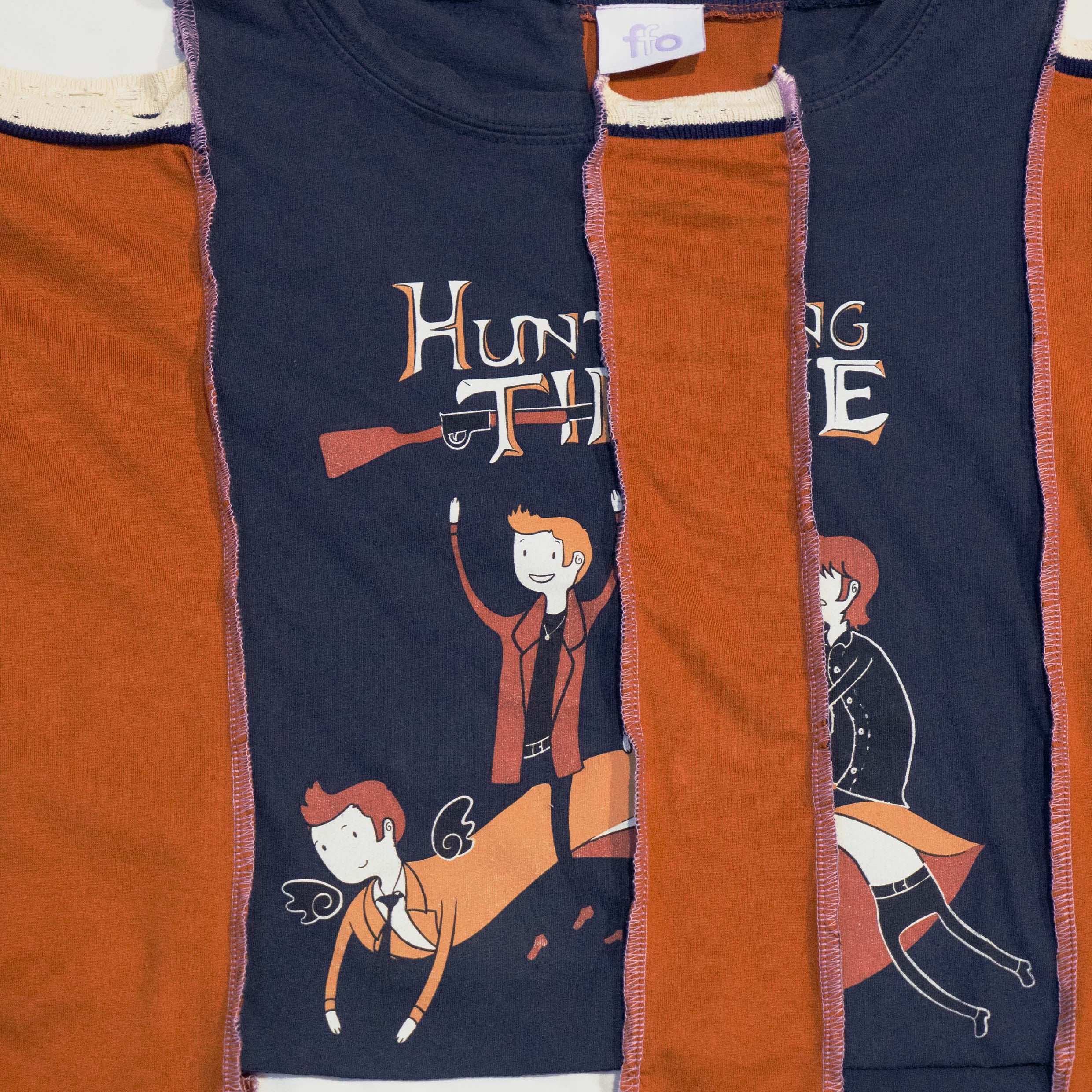 Reimagined upcycled tee - navy & cinnamon