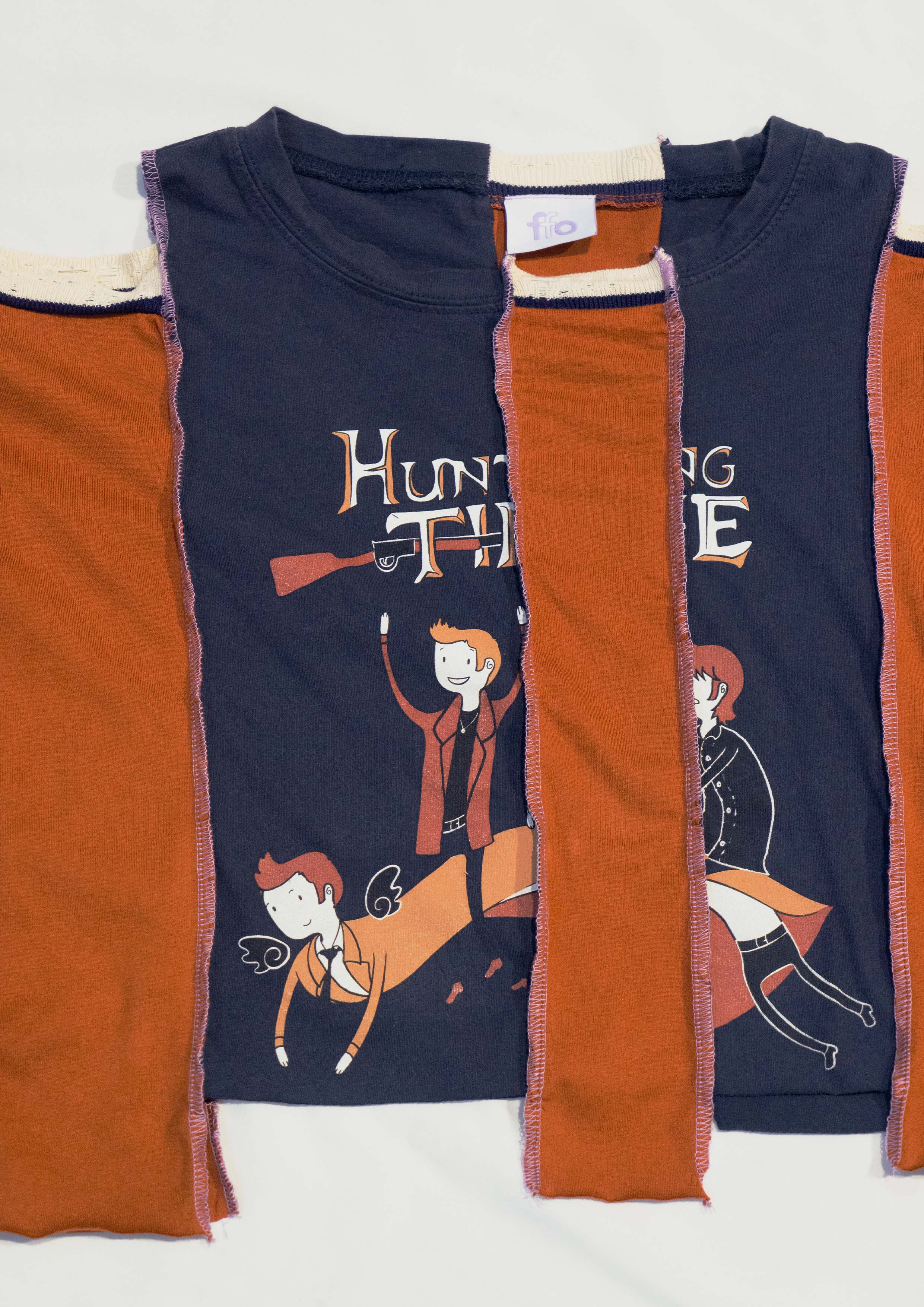 Reimagined upcycled tee - navy & cinnamon