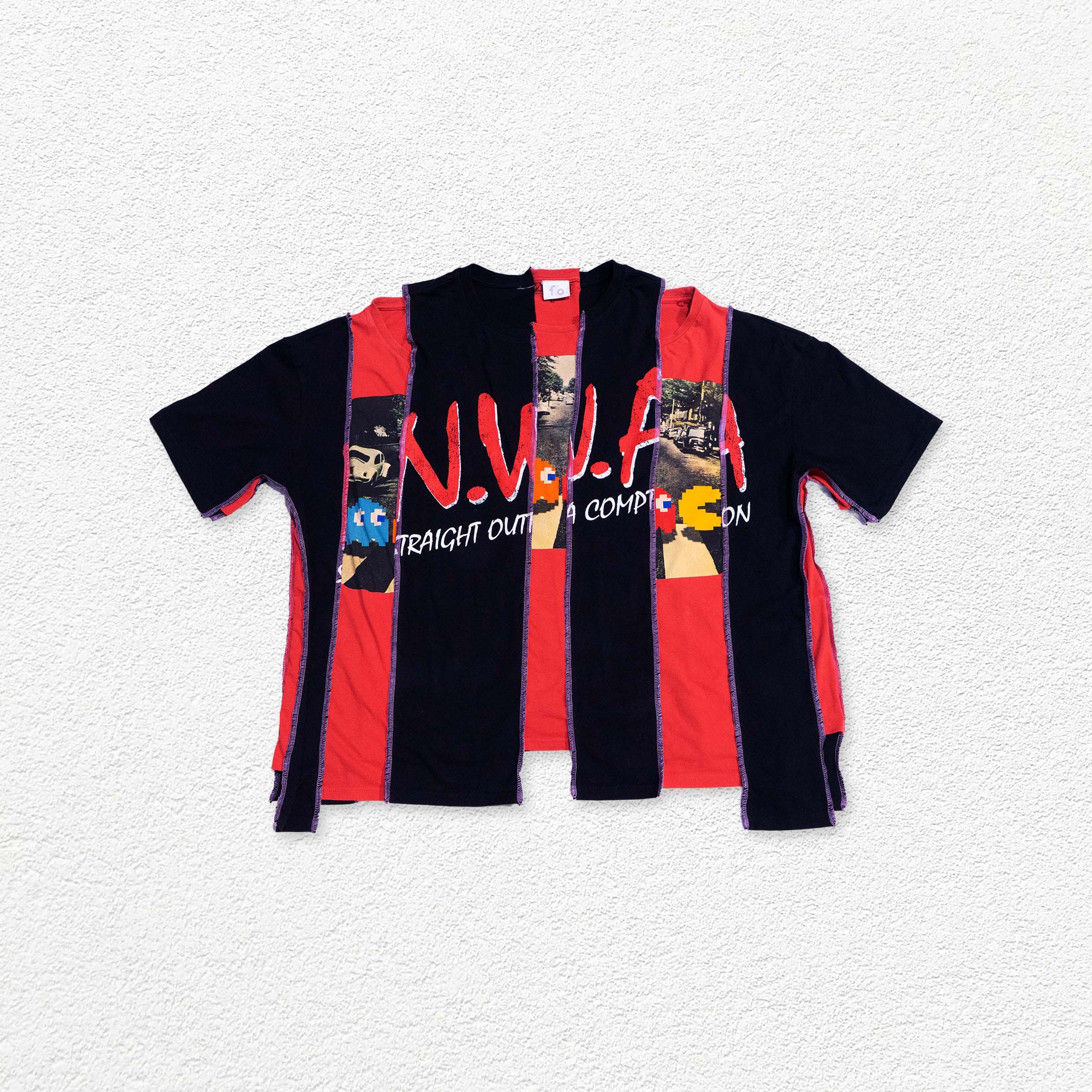 Reimagined upcycled tee - black & red