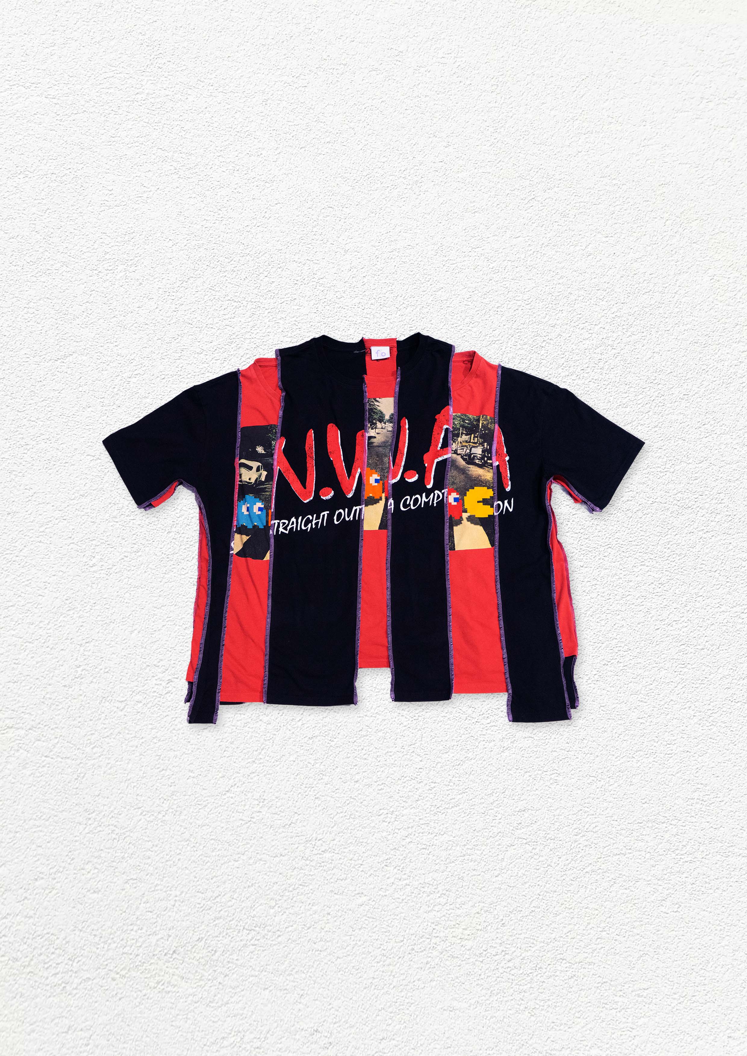 Reimagined upcycled tee - black & red