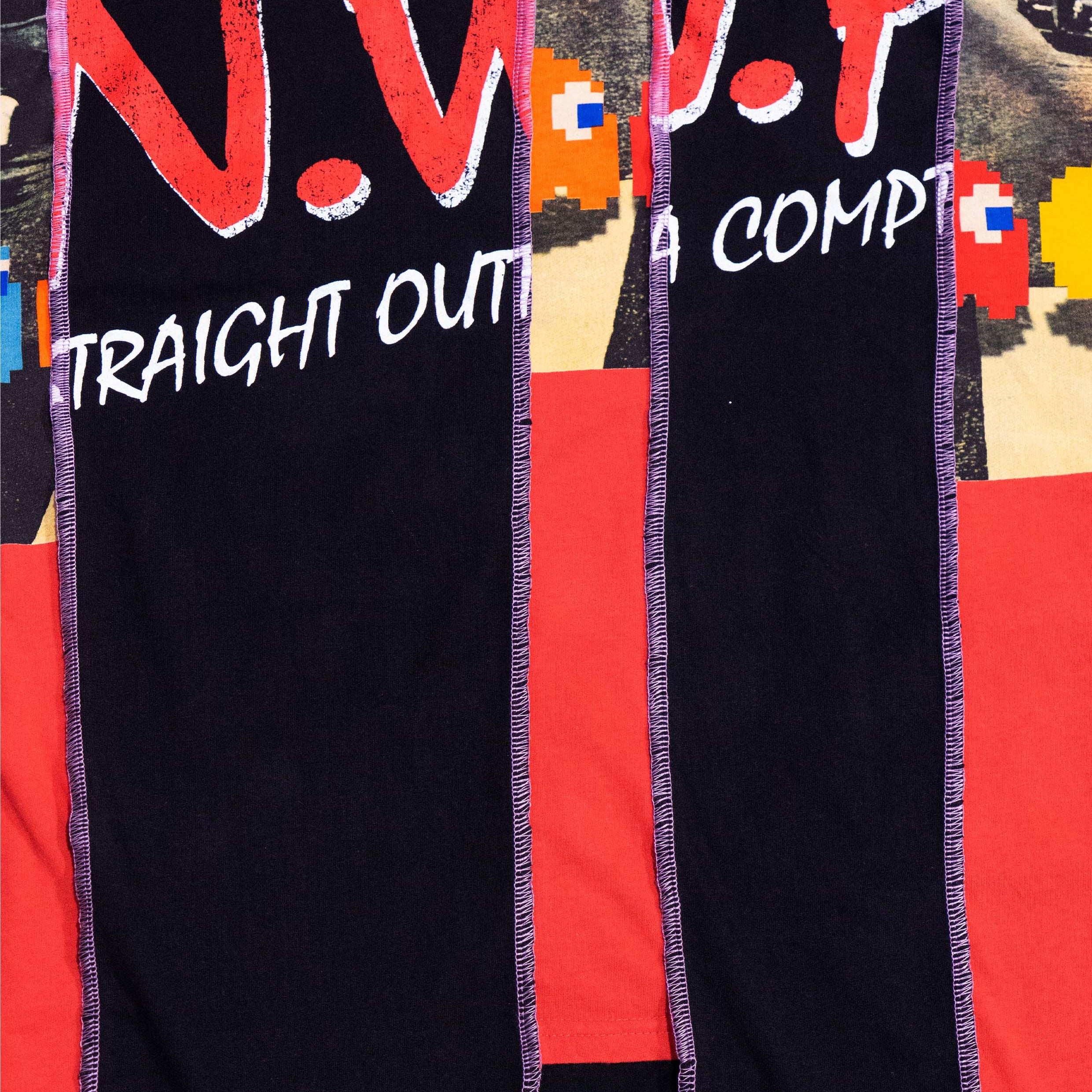 Reimagined upcycled tee - black & red