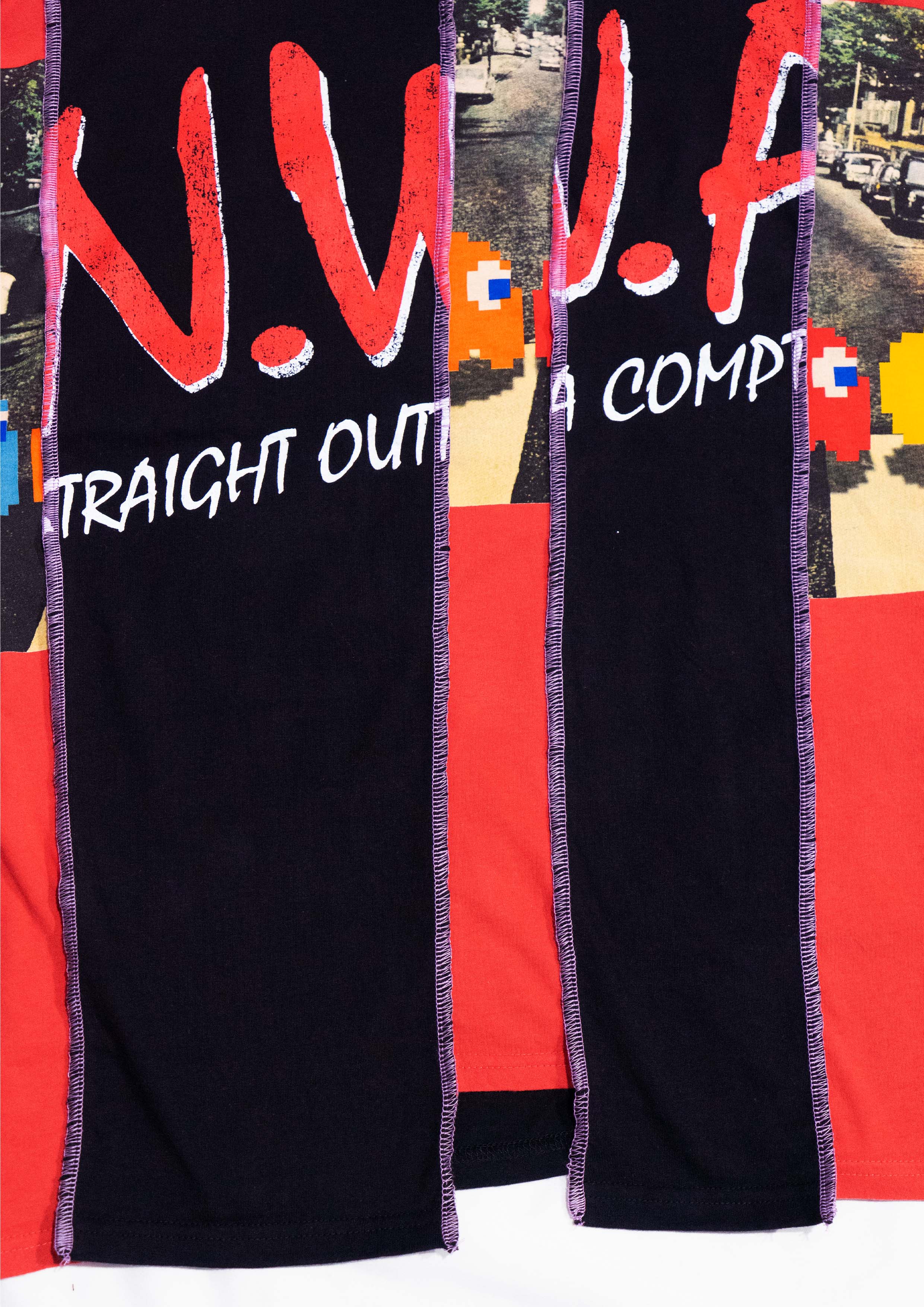 Reimagined upcycled tee - black & red