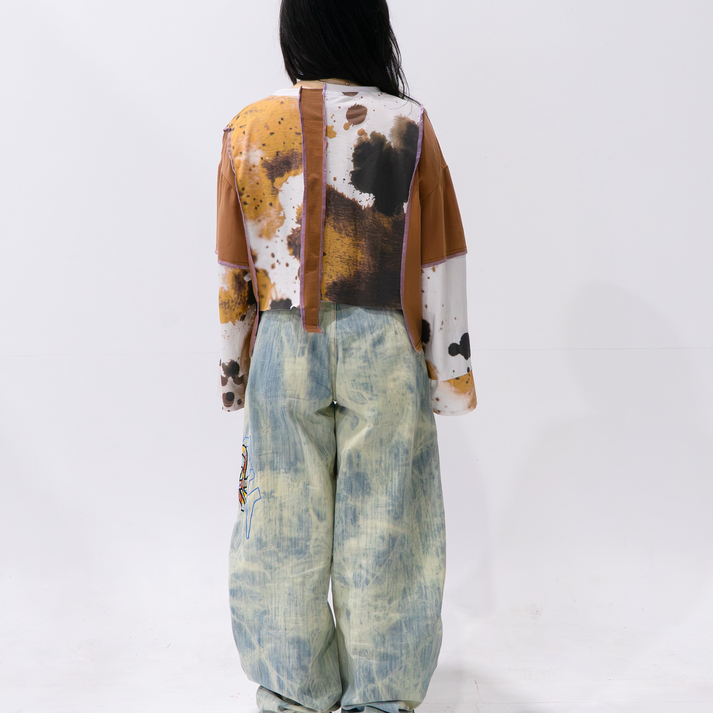 Reimagined upcycled tee - brown & cow