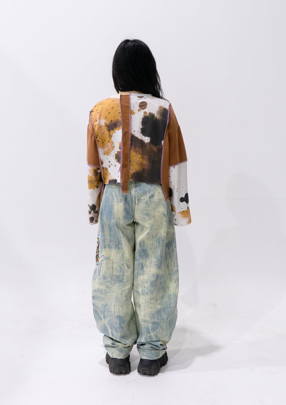 Reimagined upcycled tee - brown & cow