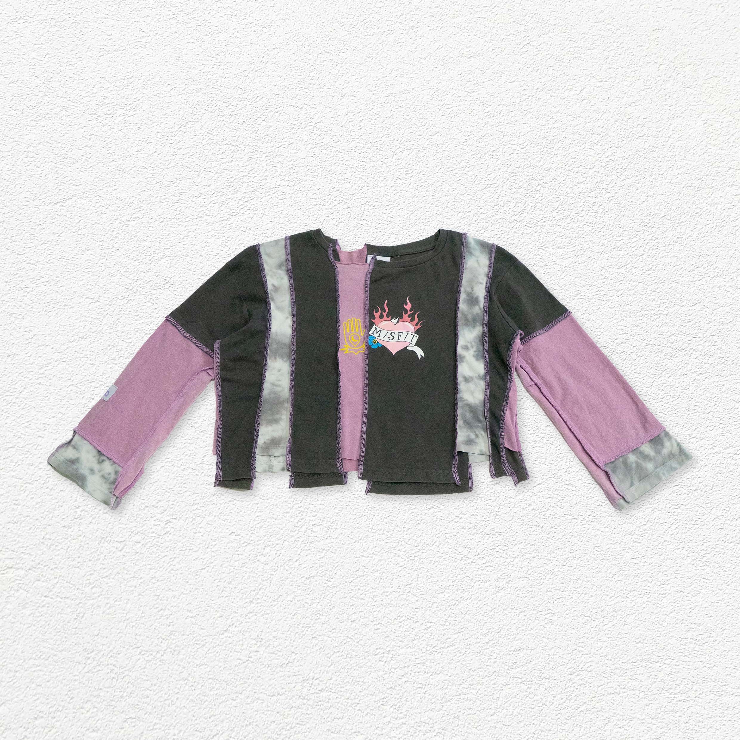 Reimagined upcycled tee - grey & mauve