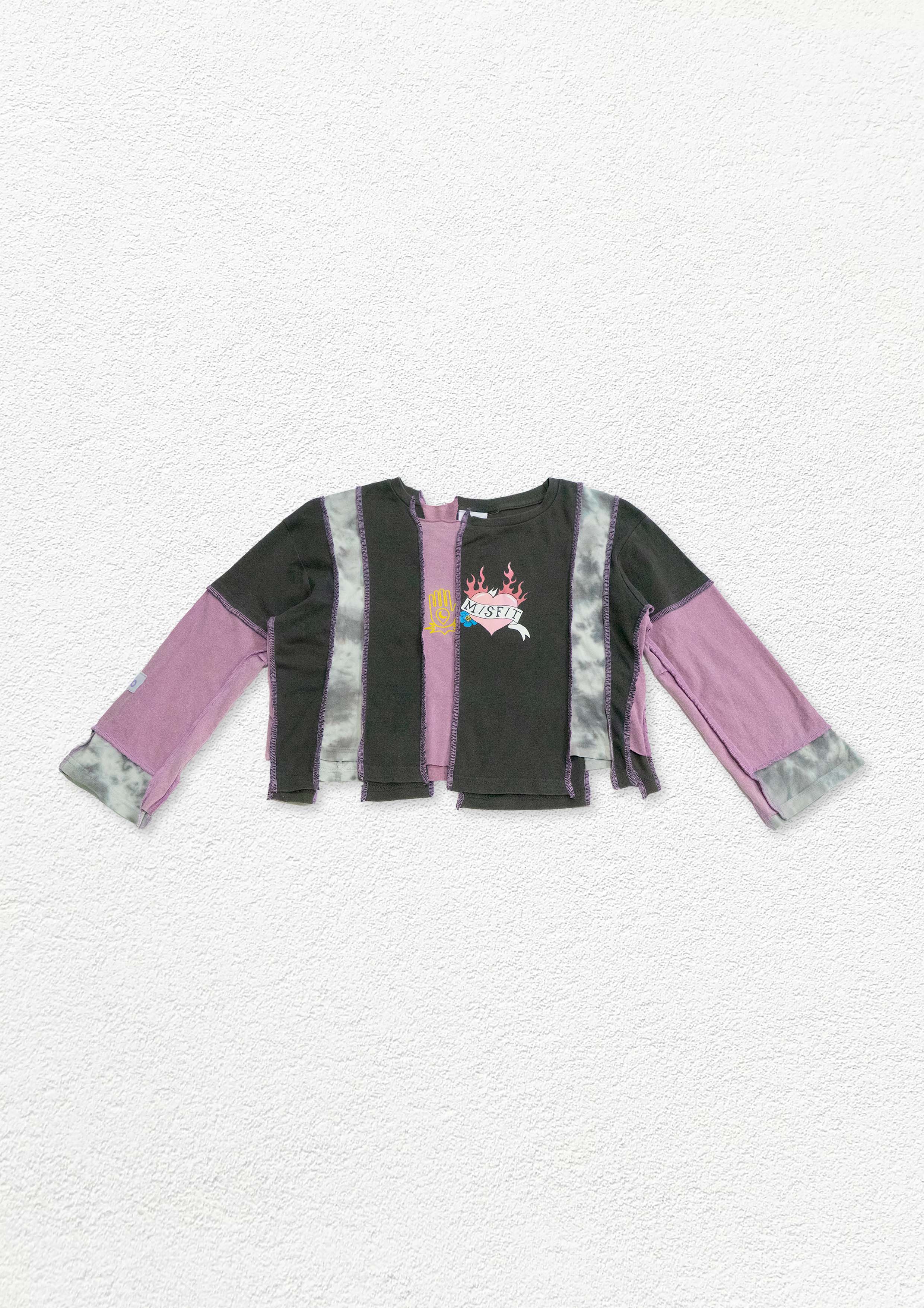 Reimagined upcycled tee - grey & mauve