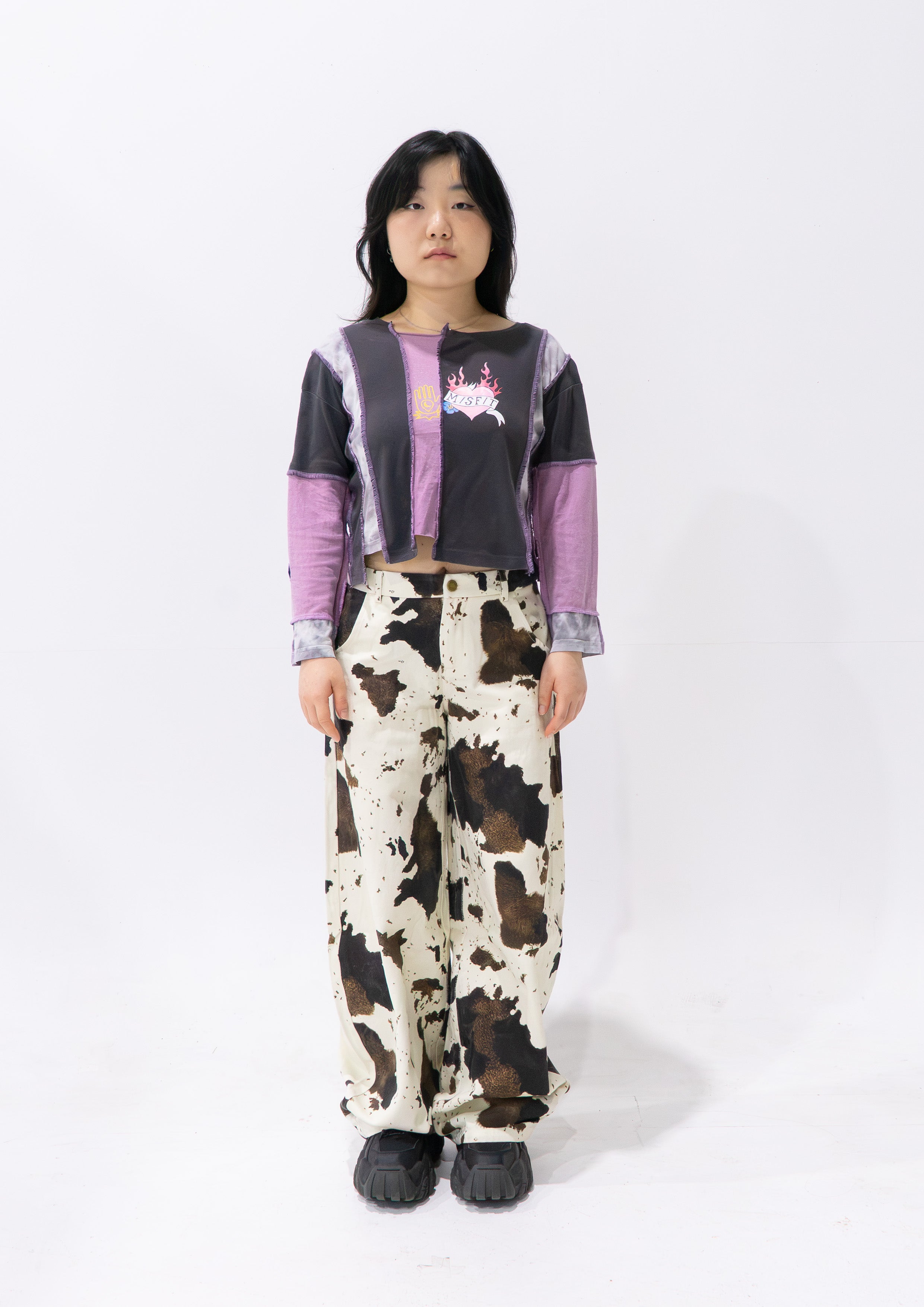 Reimagined upcycled tee - grey & mauve