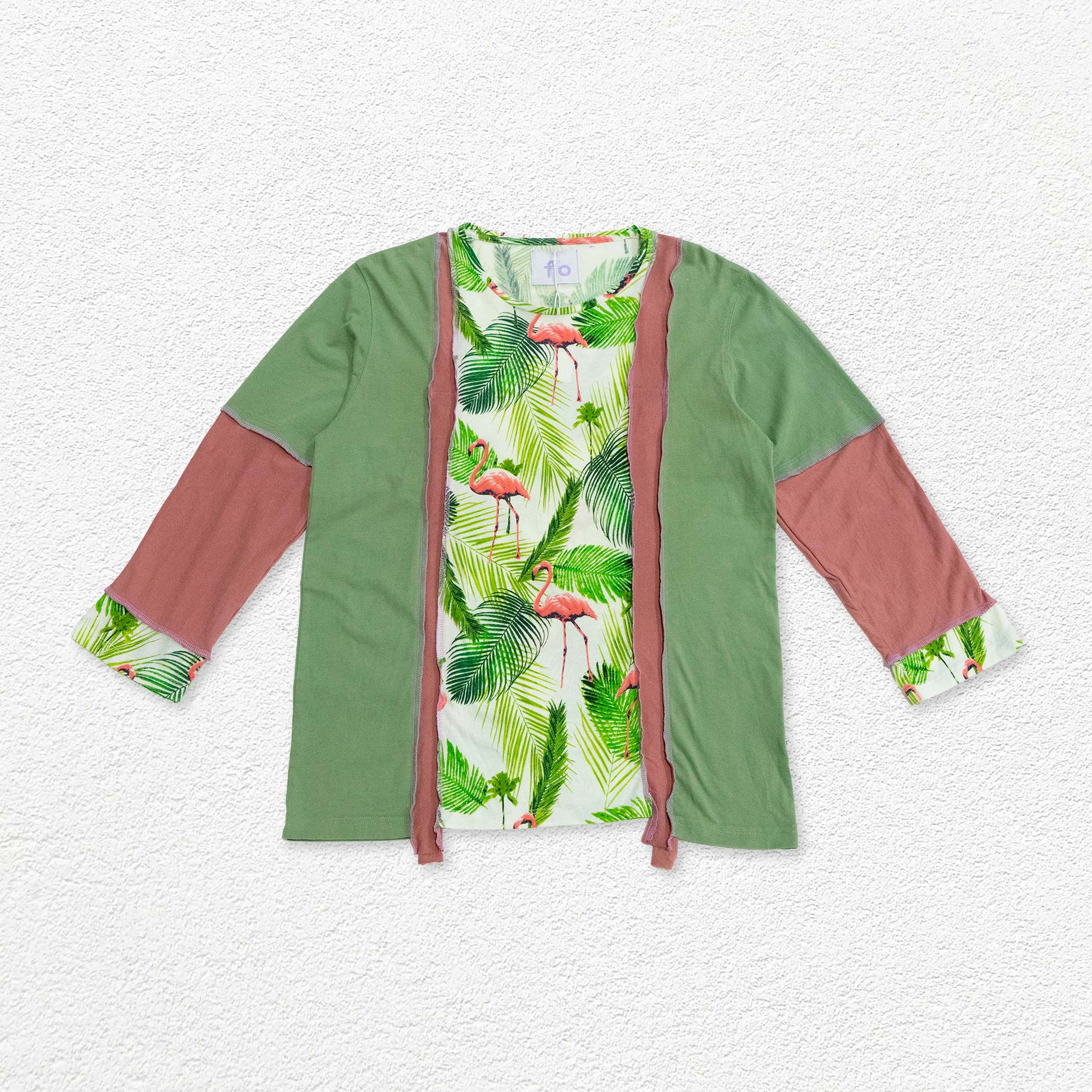 Reimagined upcycled tee - olive & blush