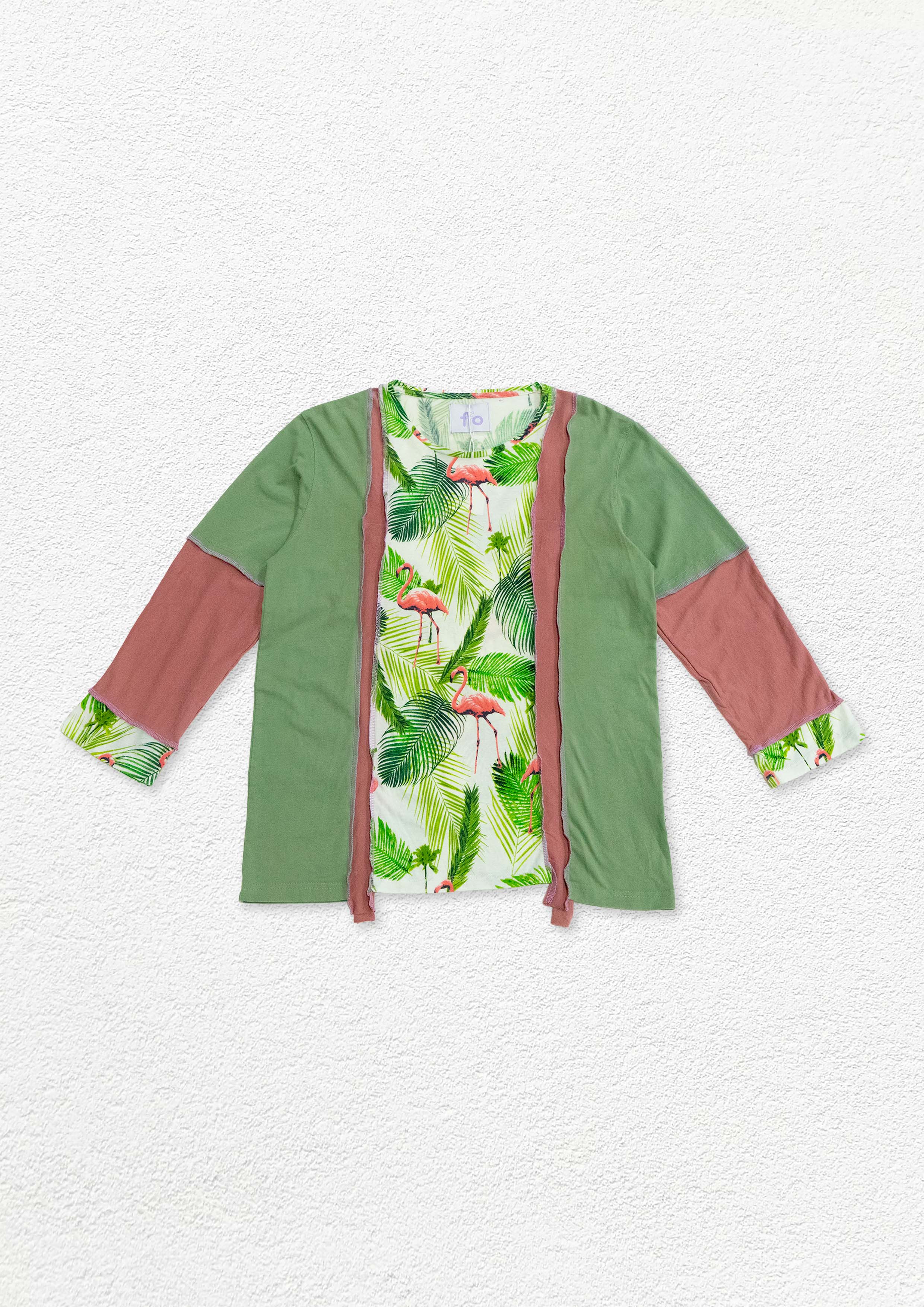 Reimagined upcycled tee - olive & blush