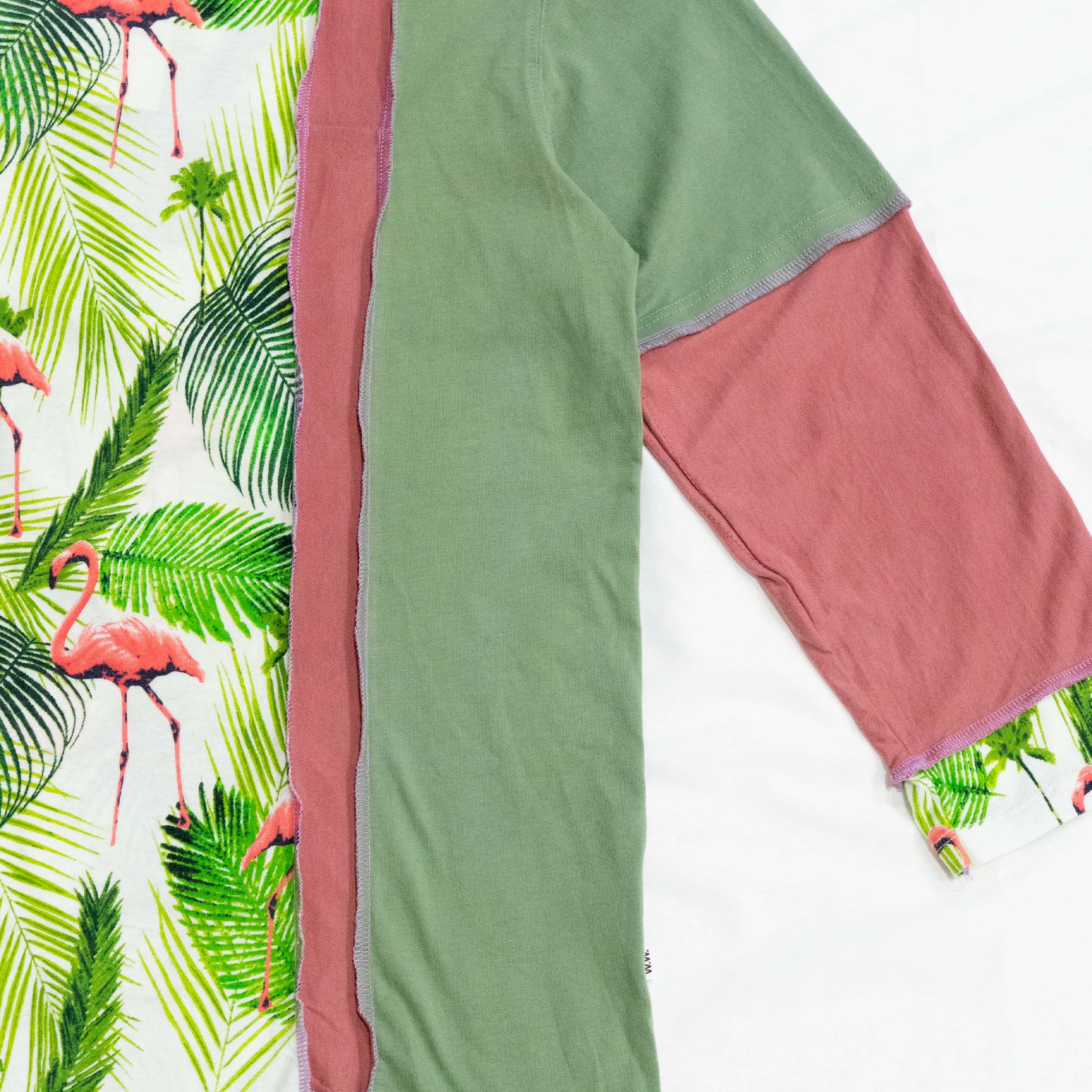 Reimagined upcycled tee - olive & blush