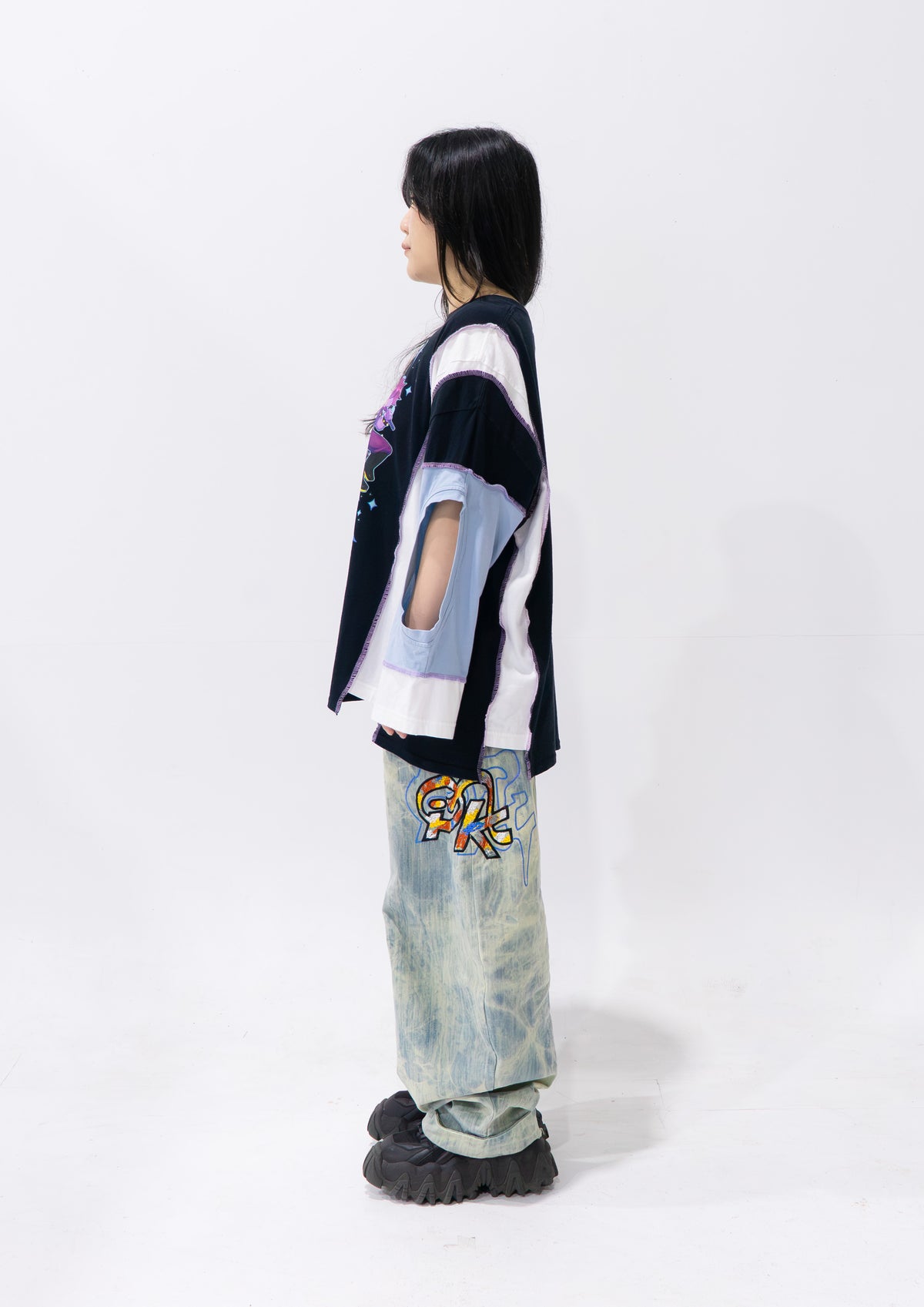 Reimagined upcycled tee - multicolour