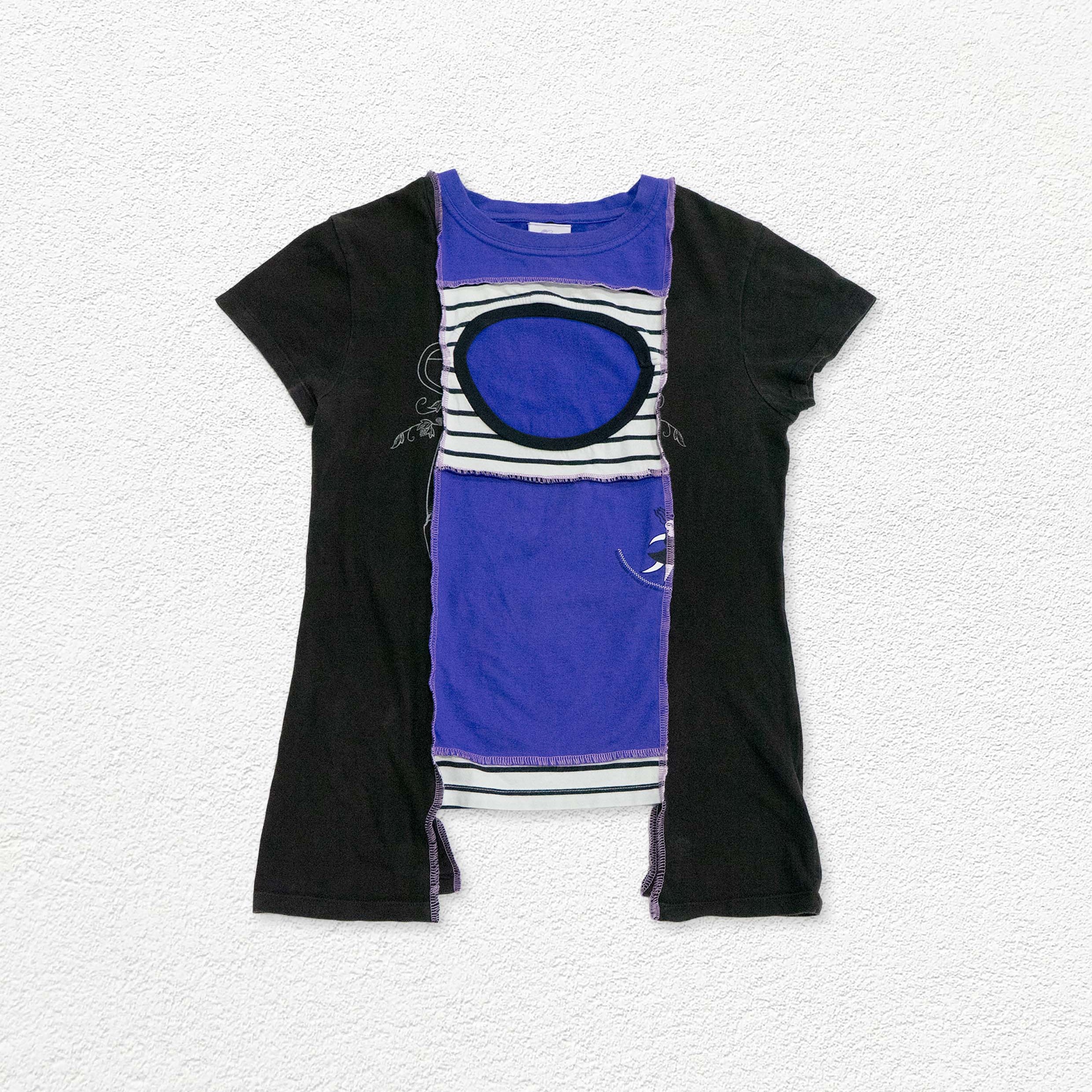 Reimagined upcycled tee - grey & purple