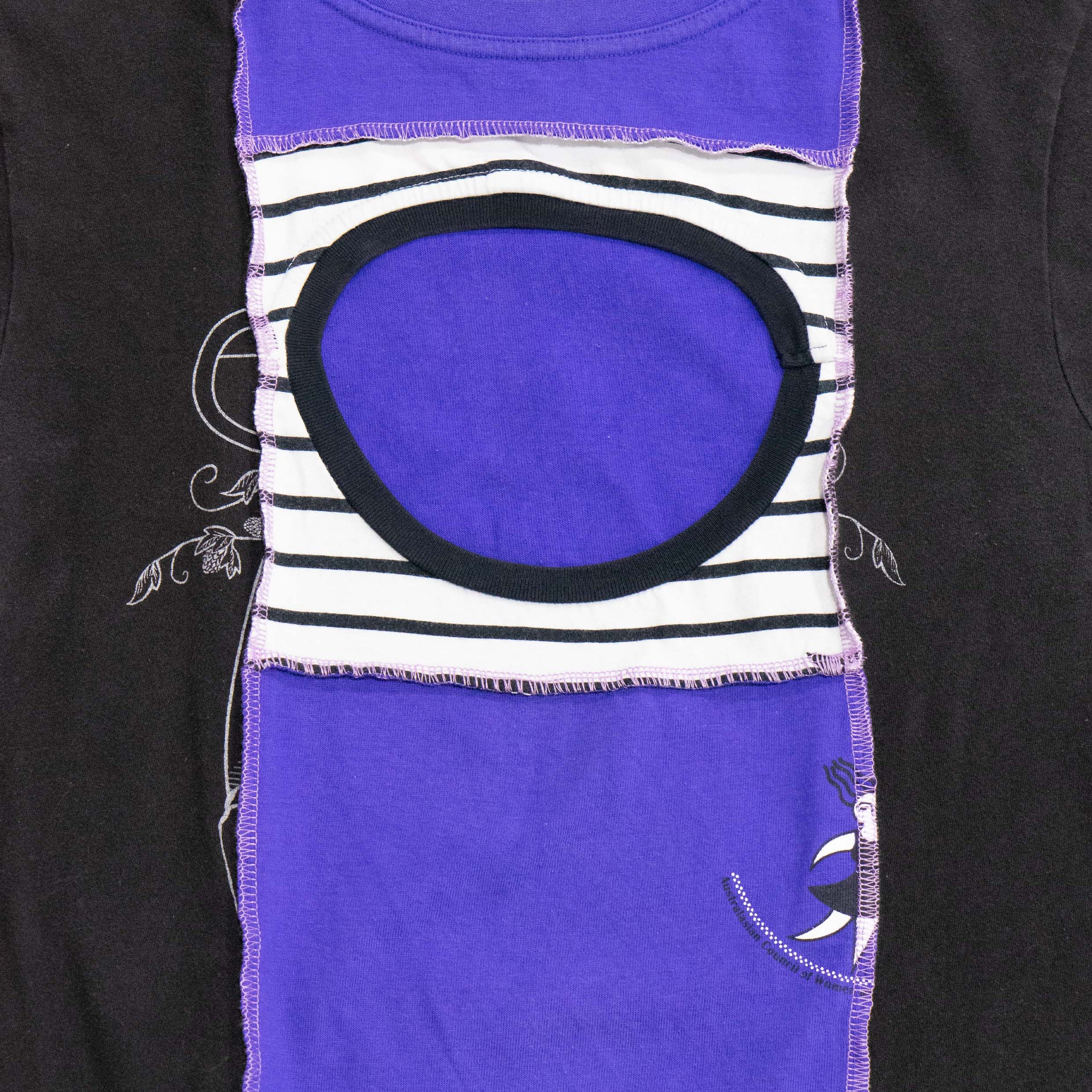 Reimagined upcycled tee - grey & purple