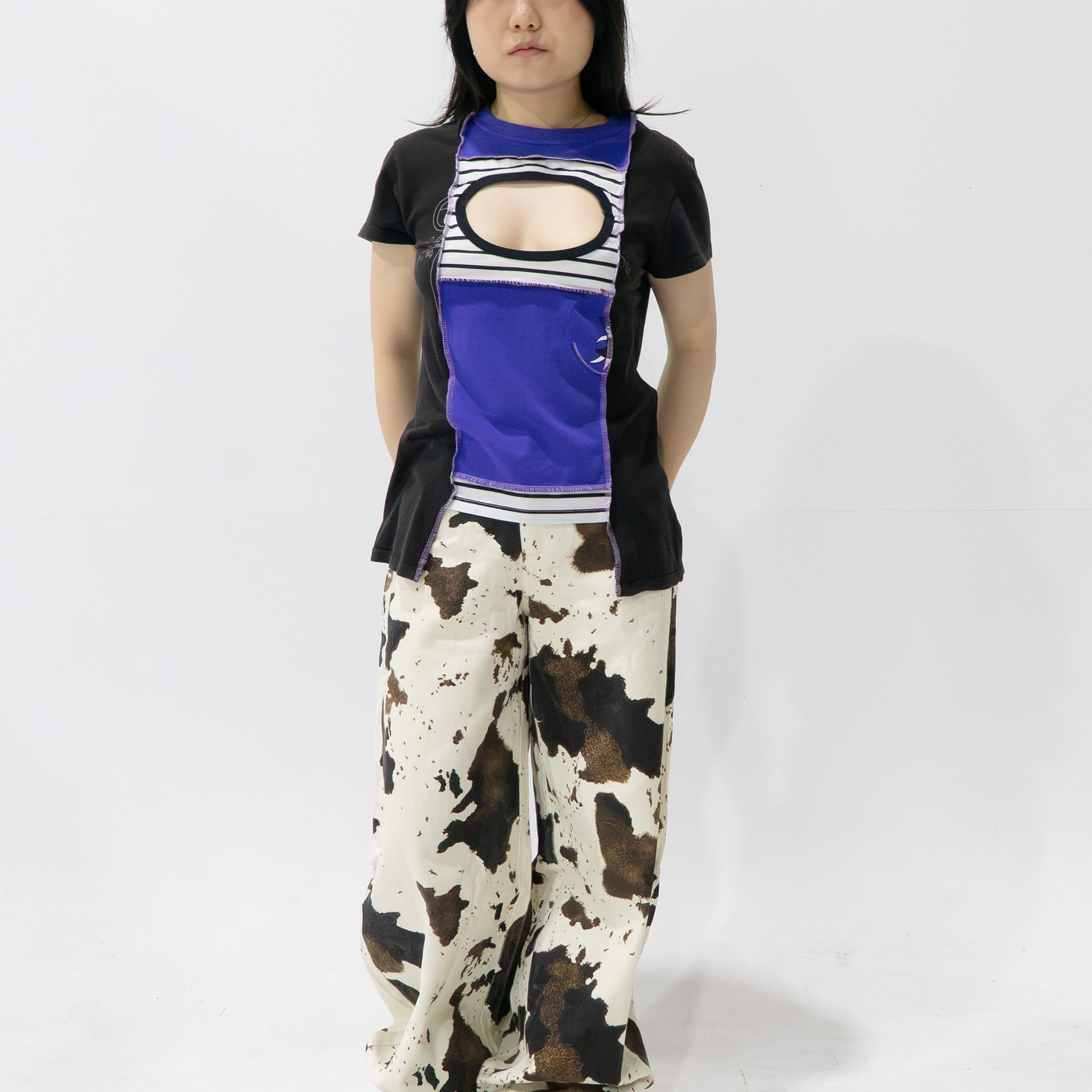 Reimagined upcycled tee - grey & purple
