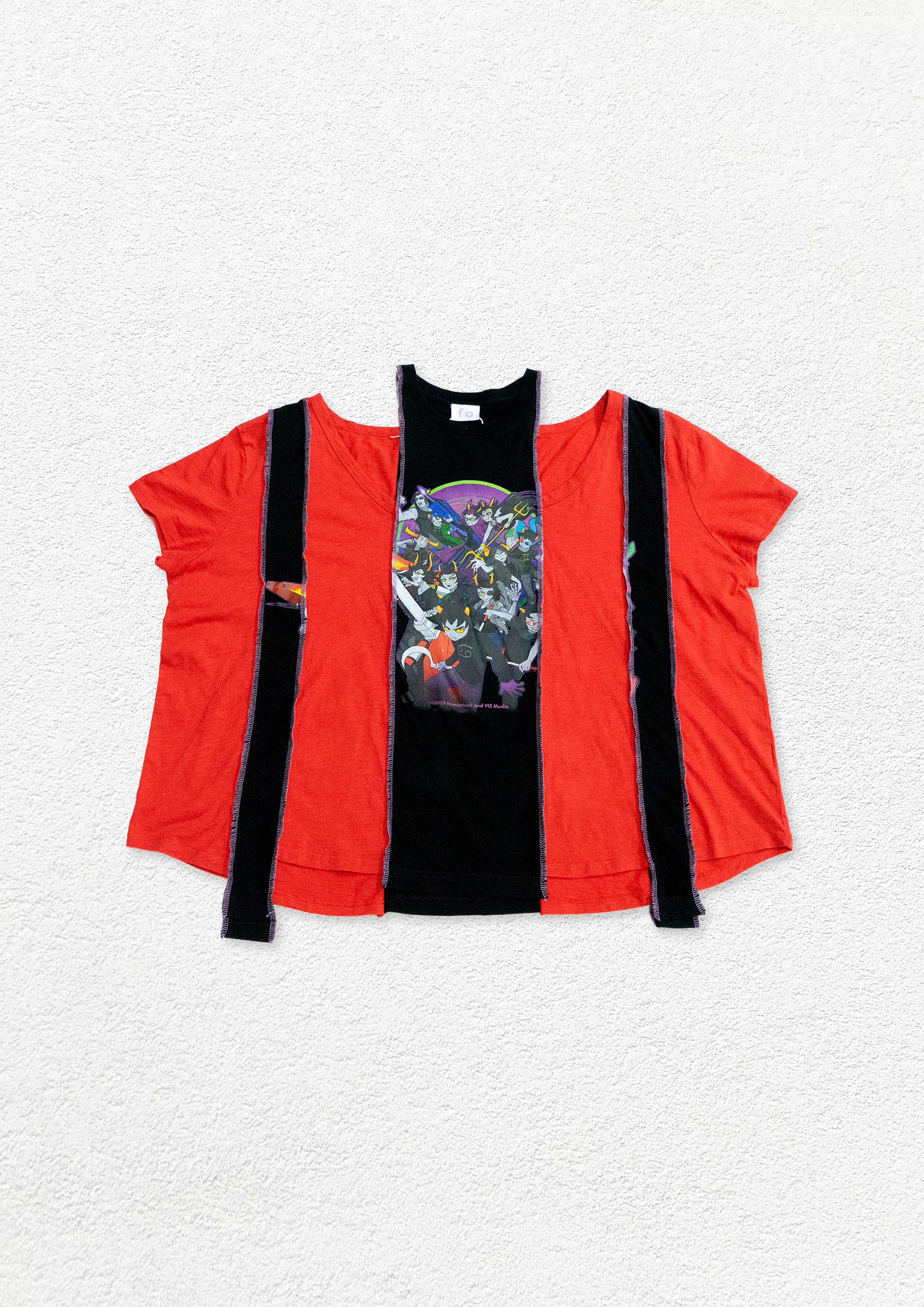 Reimagined upcycled tee - red & black