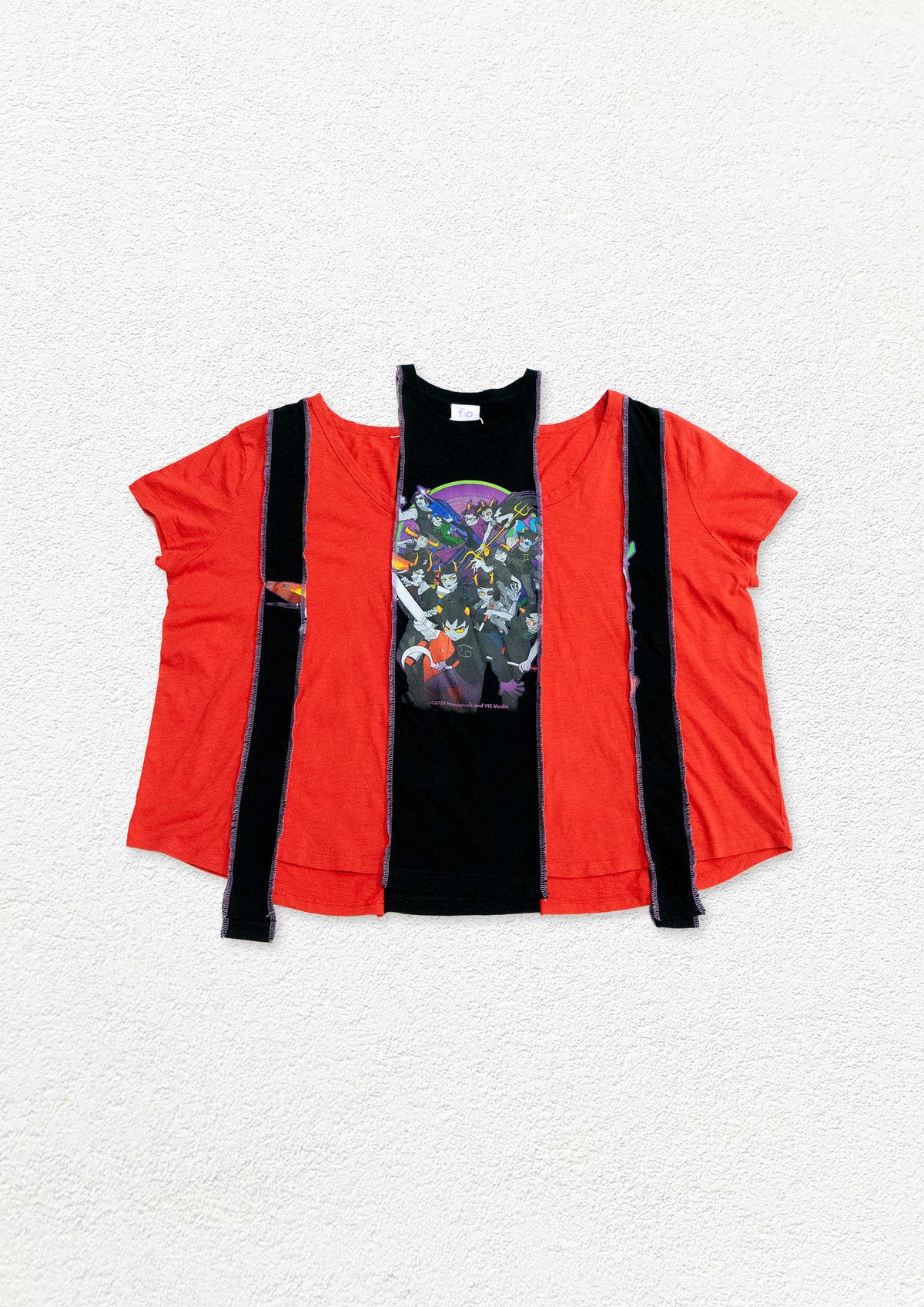 Reimagined upcycled tee - red & black