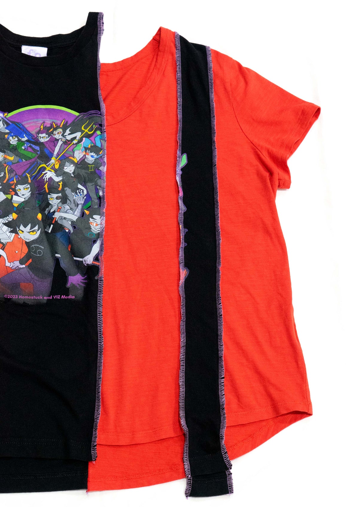 Reimagined upcycled tee - red & black