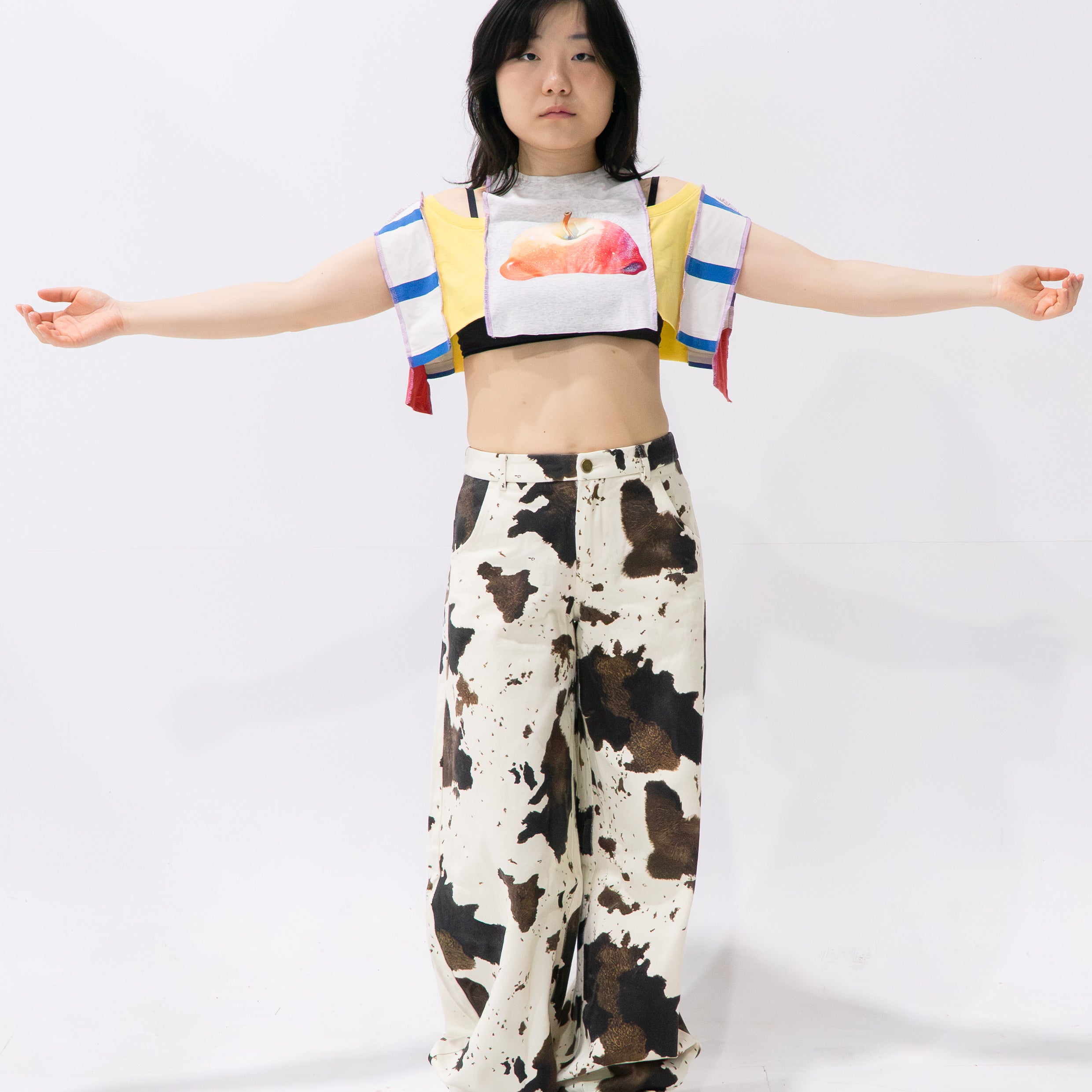 Reimagined upcycled crop top - multicolour