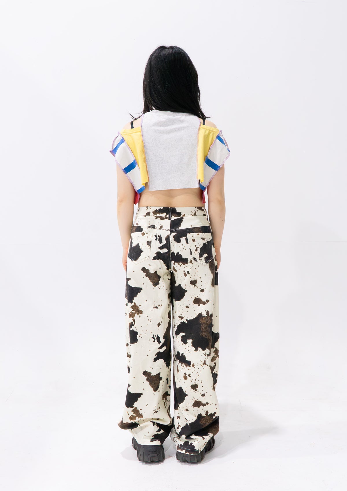 Reimagined upcycled crop top - multicolour