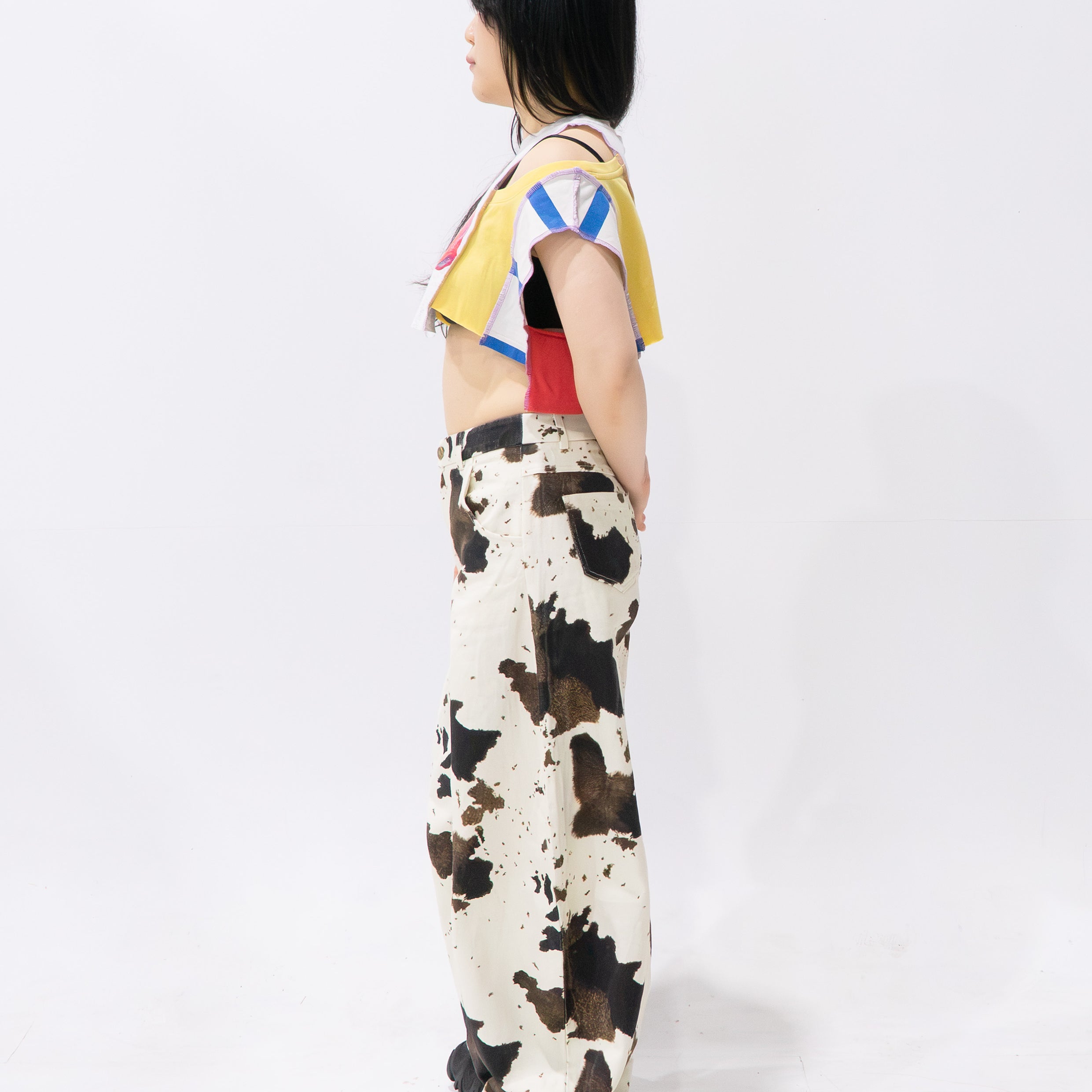 Reimagined upcycled crop top - multicolour