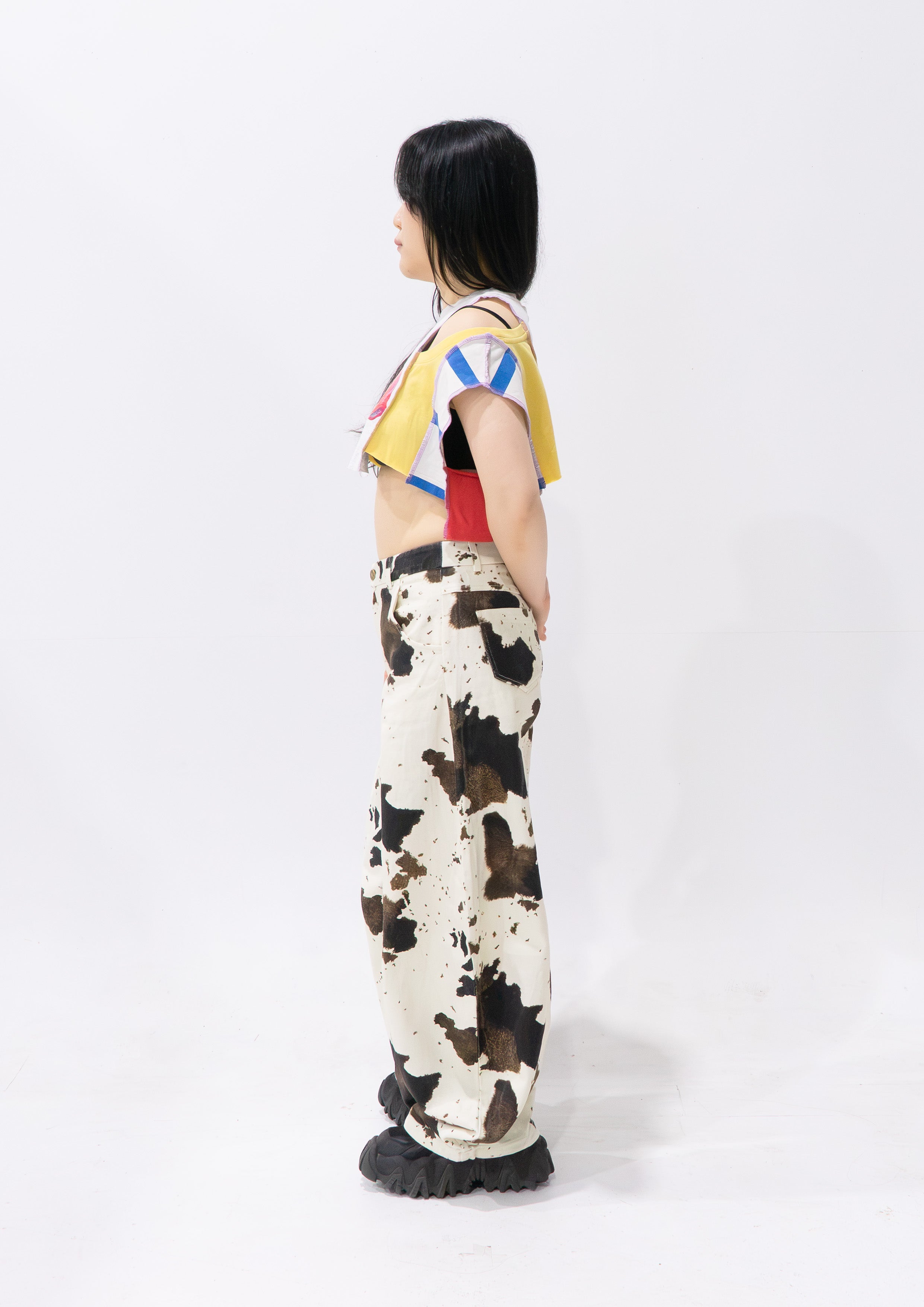 Reimagined upcycled crop top - multicolour