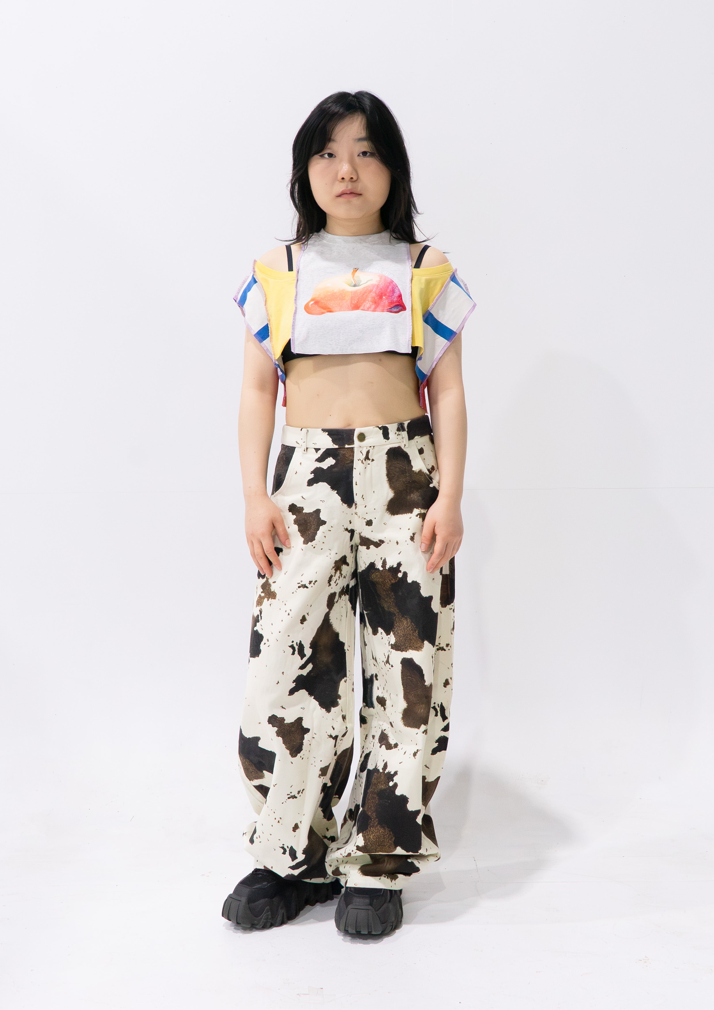 Reimagined upcycled crop top - multicolour
