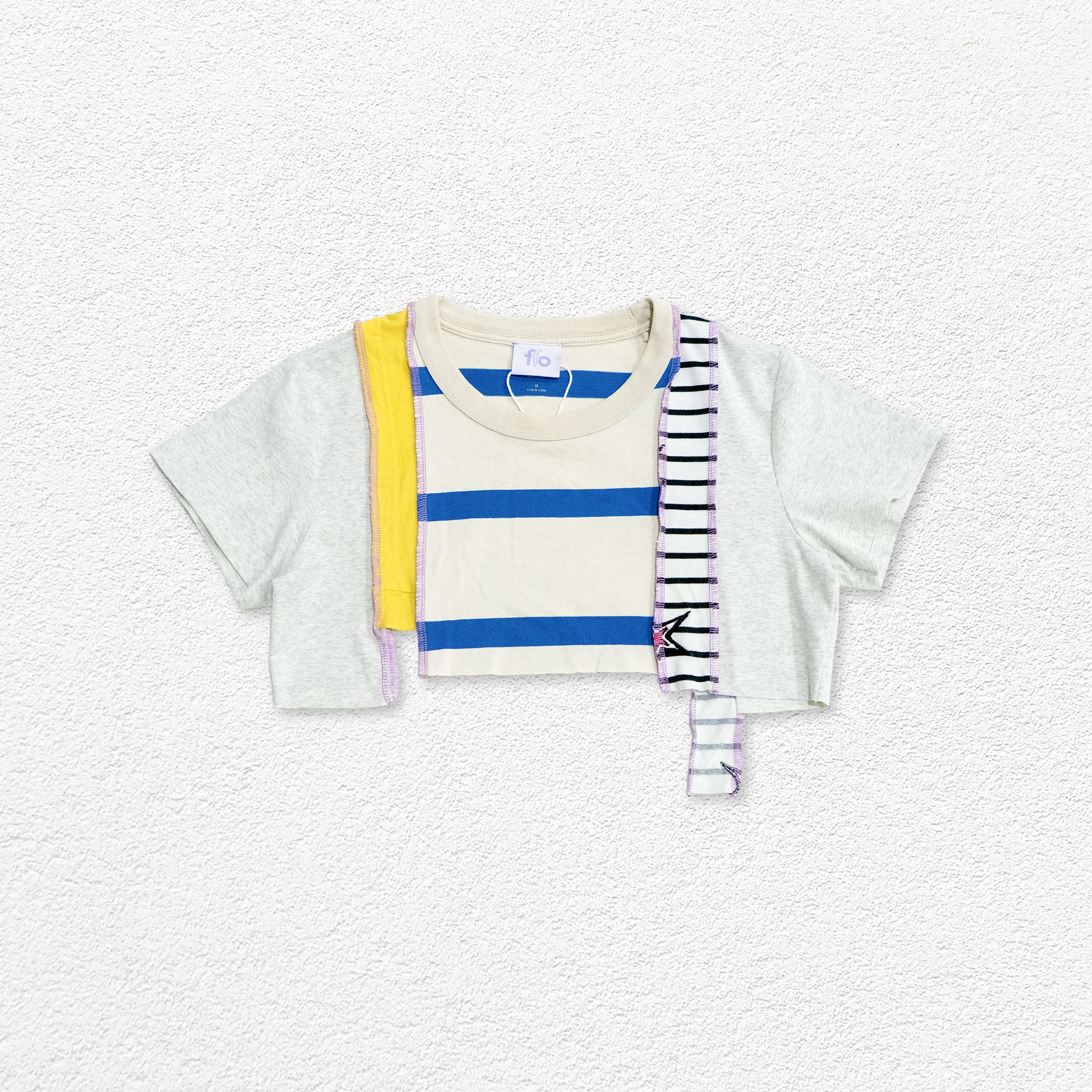 Reimagined upcycled crop top - multicolour