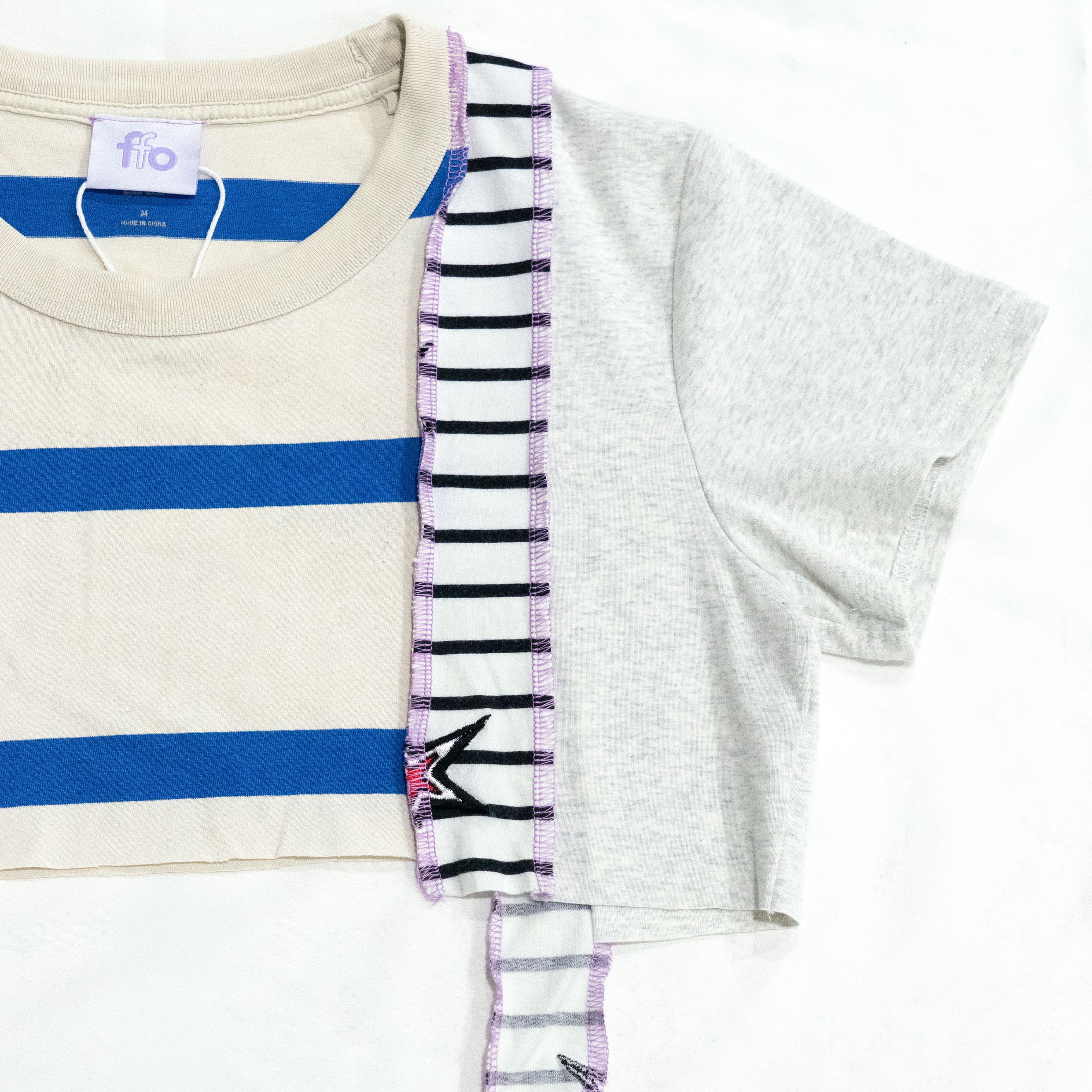 Reimagined upcycled crop top - multicolour