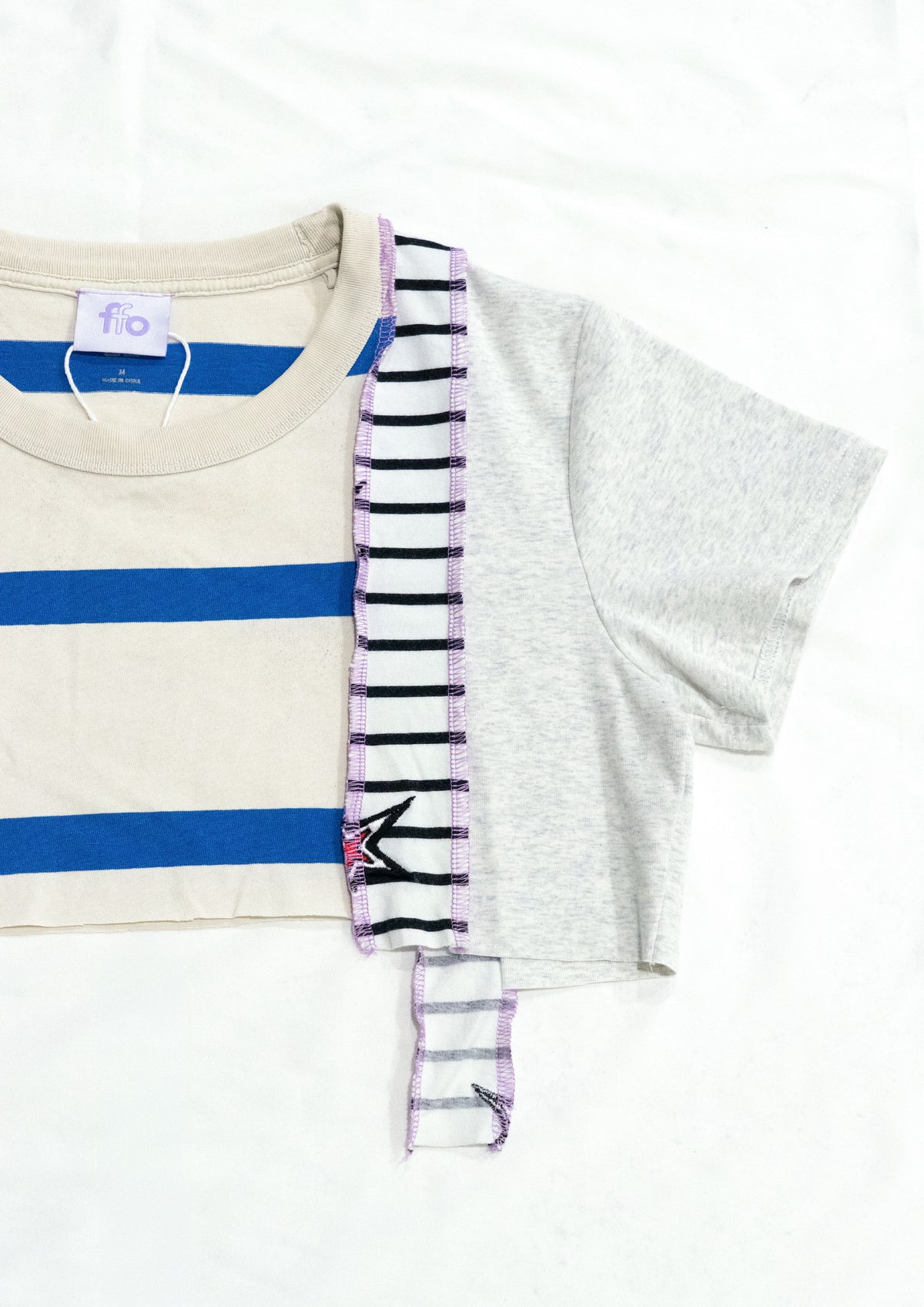Reimagined upcycled crop top - multicolour