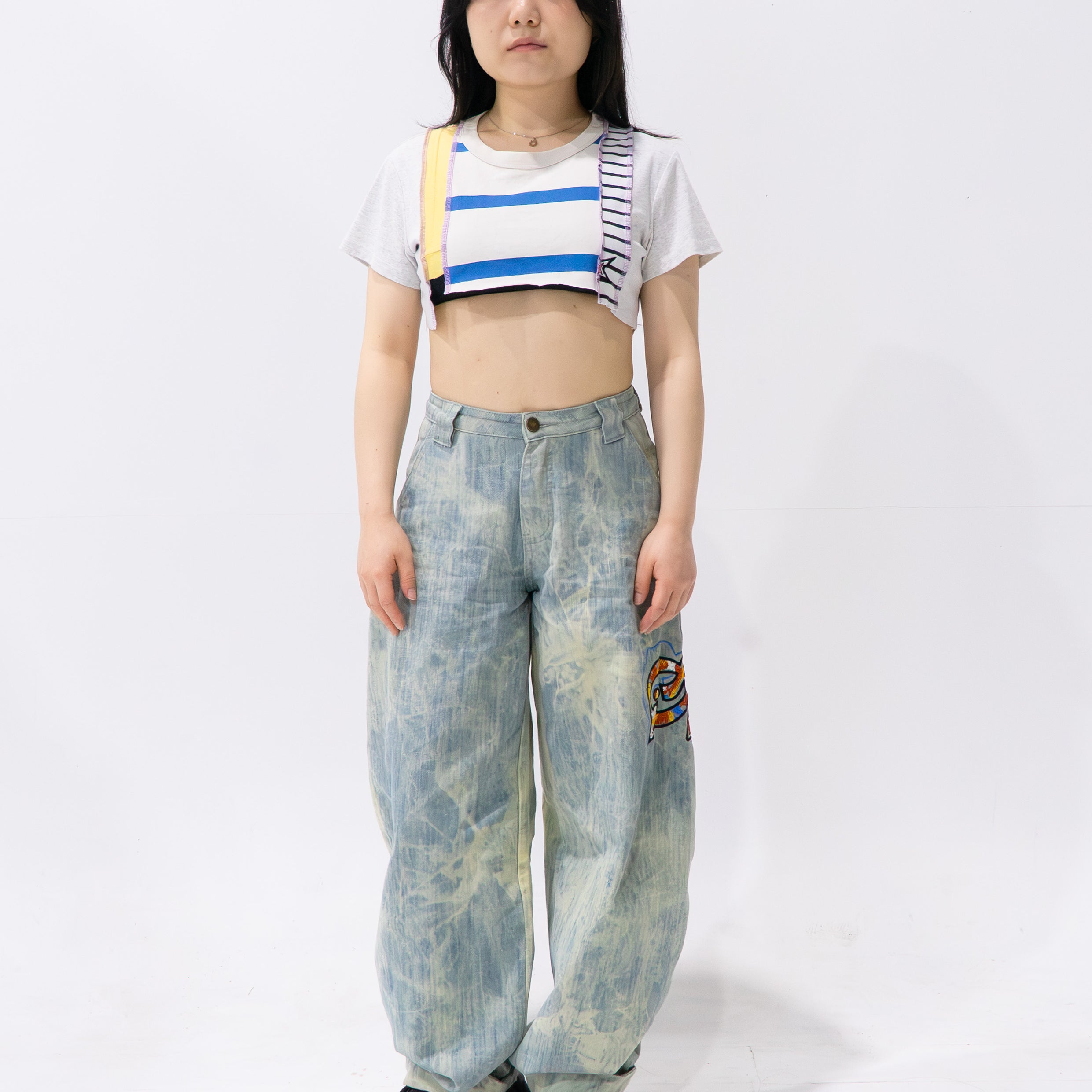 Reimagined upcycled crop top - multicolour