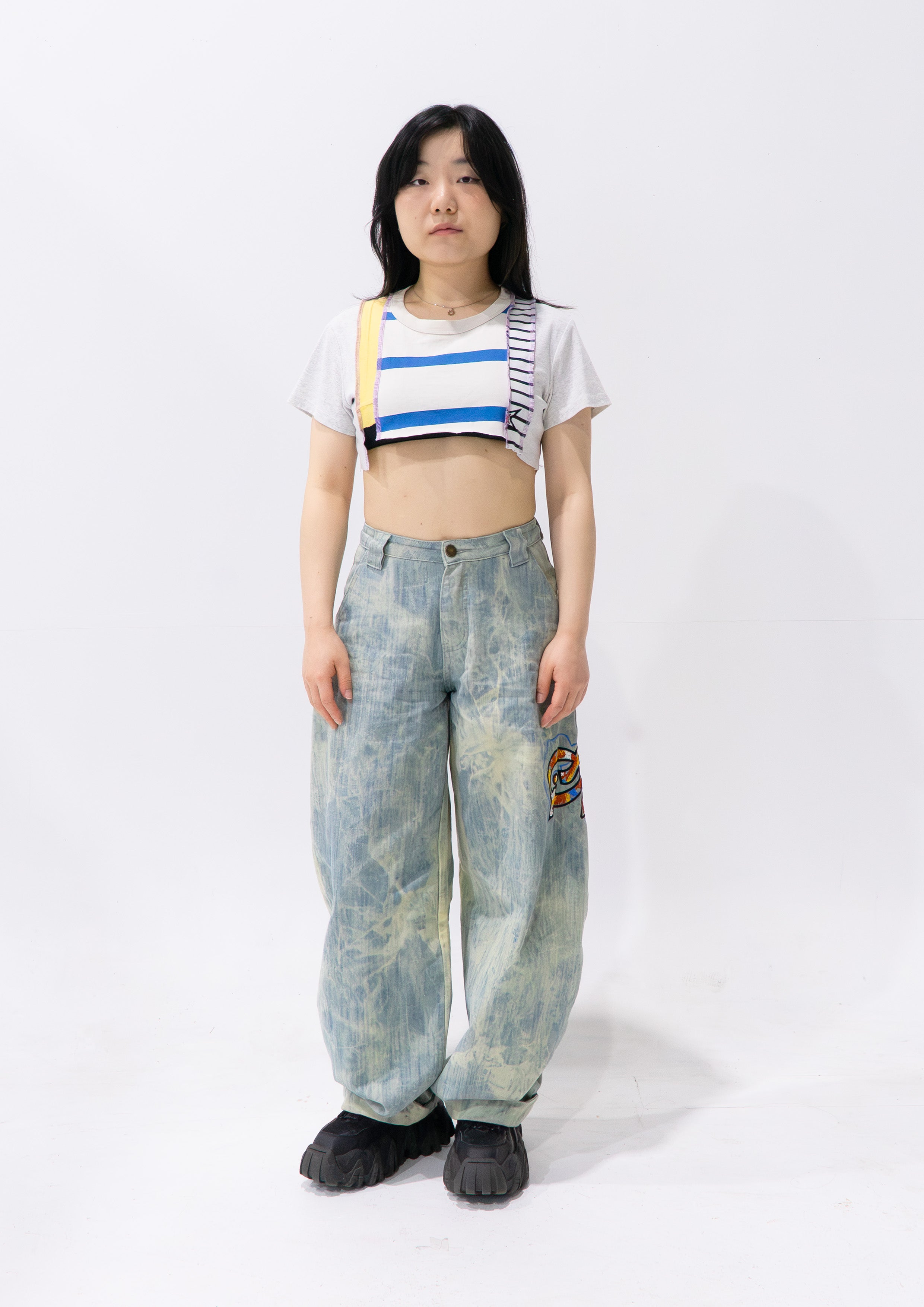 Reimagined upcycled crop top - multicolour