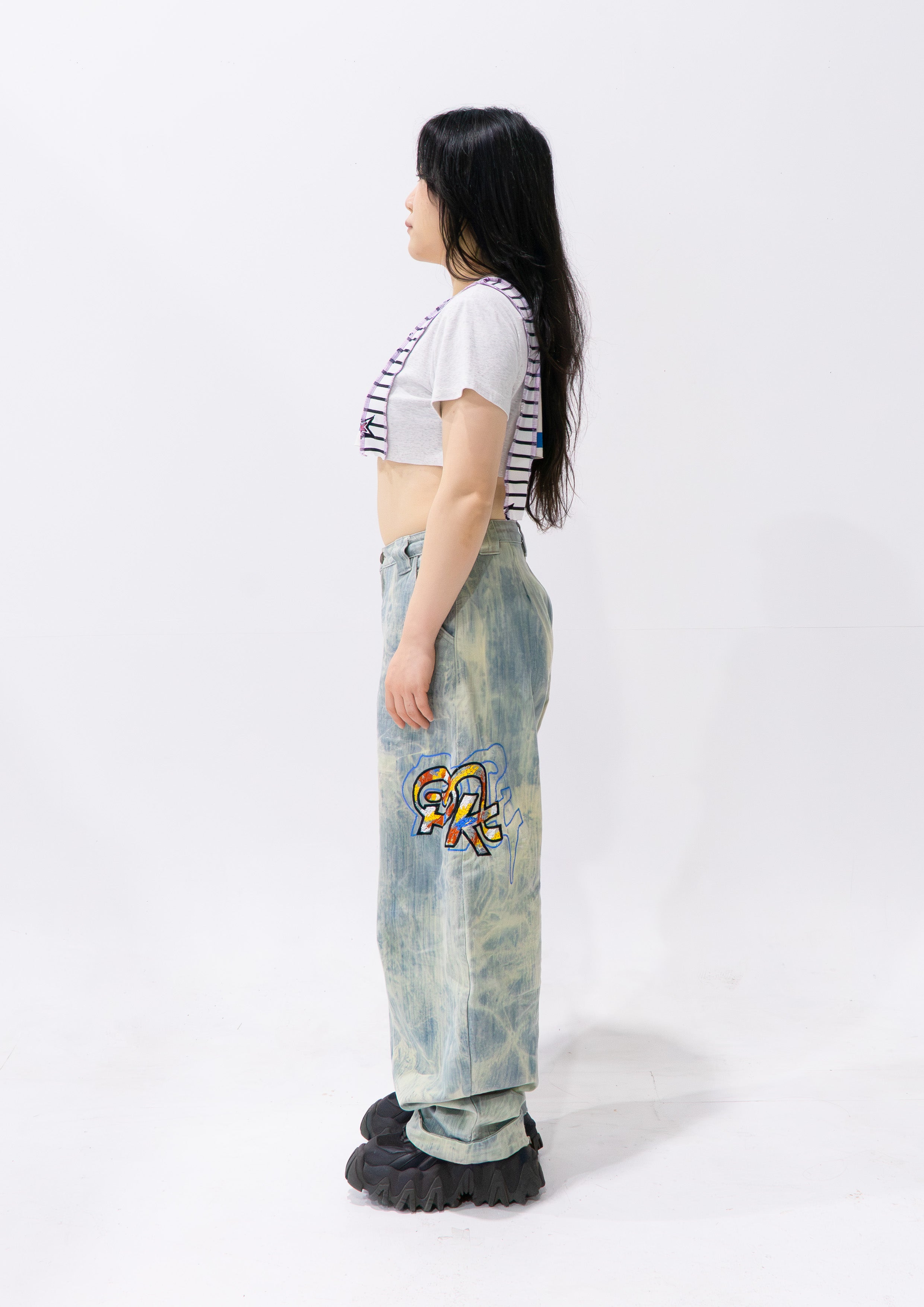 Reimagined upcycled crop top - multicolour