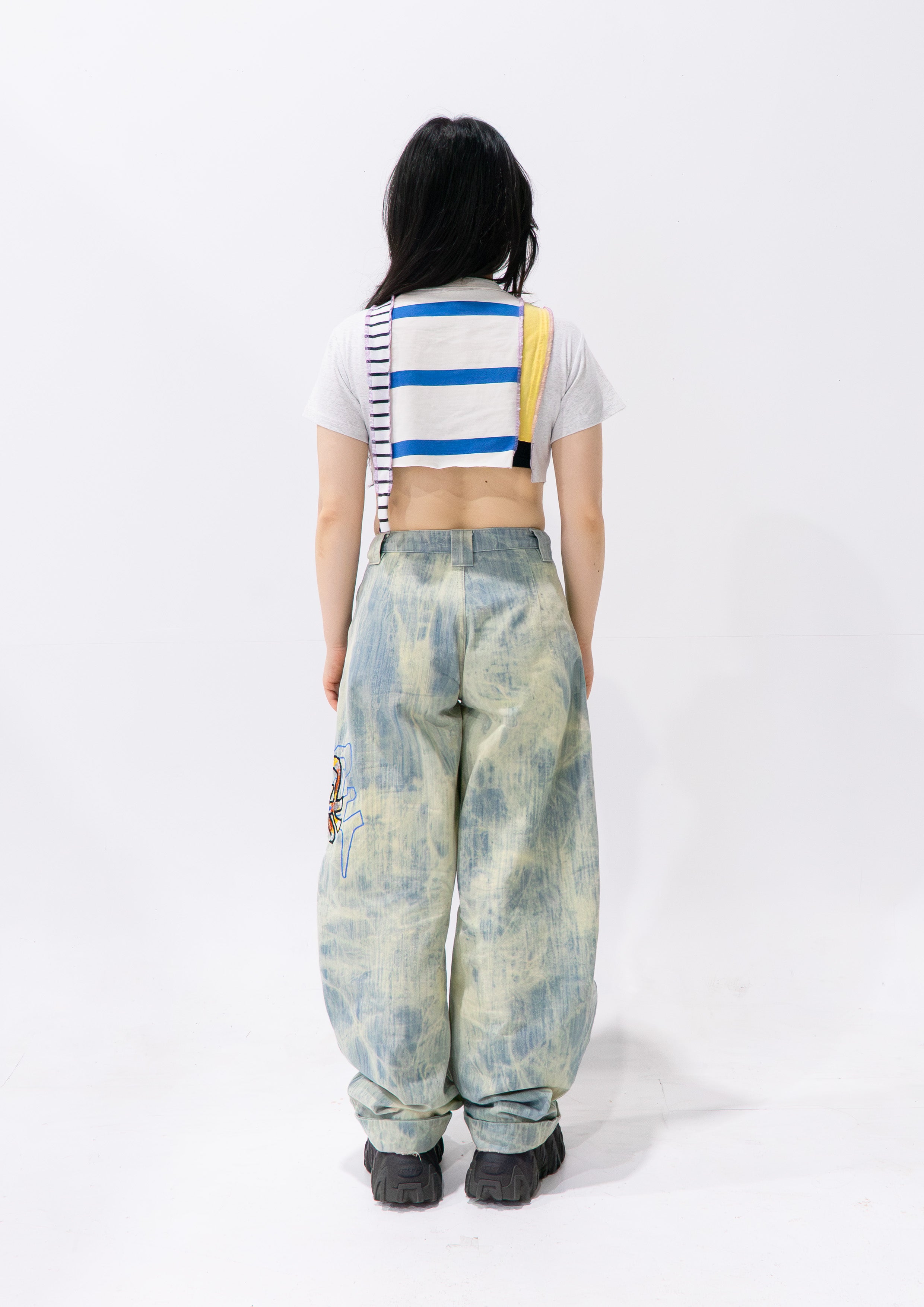 Reimagined upcycled crop top - multicolour