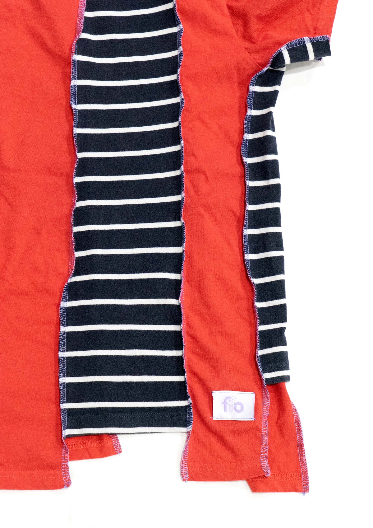 Reimagined upcycled crop top - red & striped