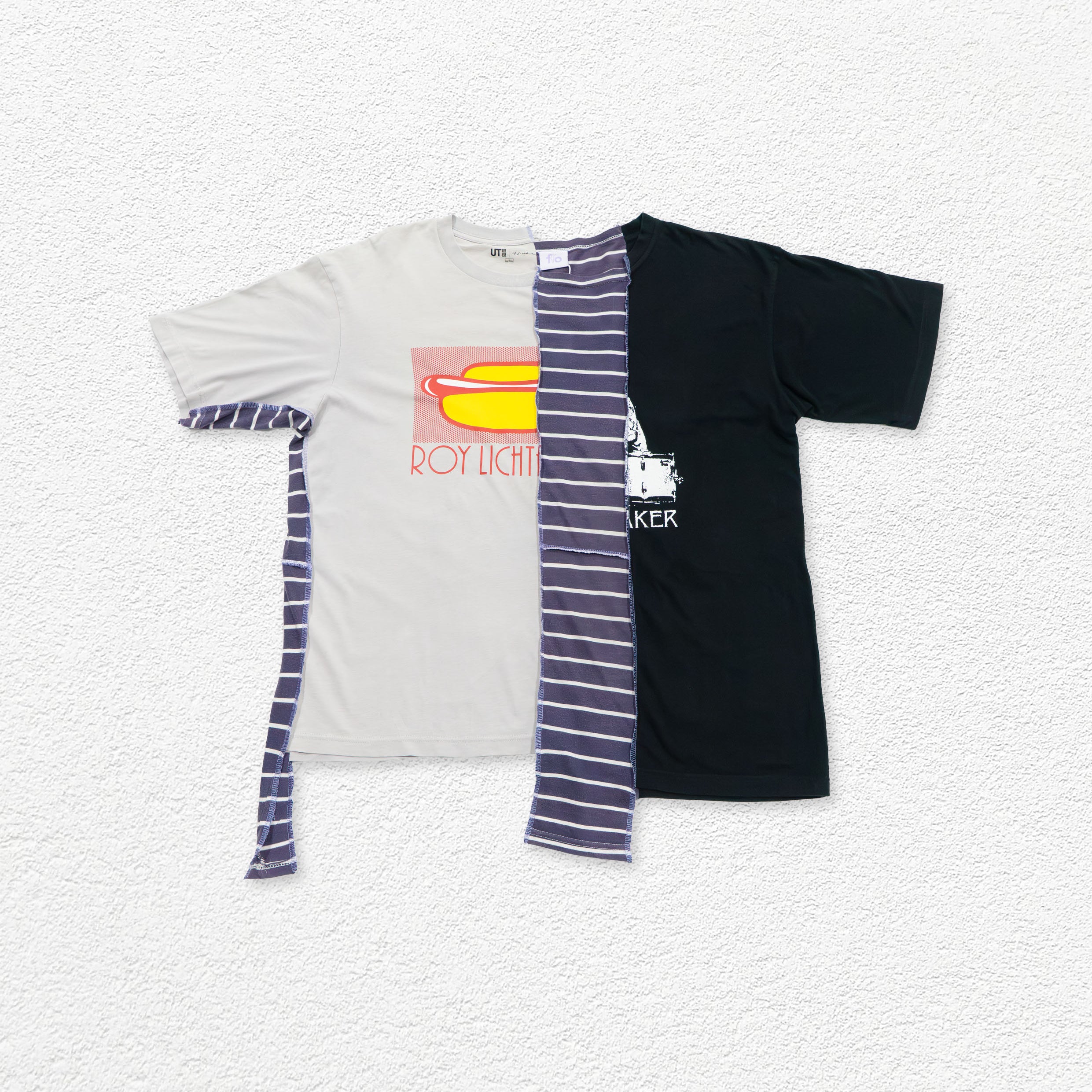 Reimagined upcycled tee - grey & black