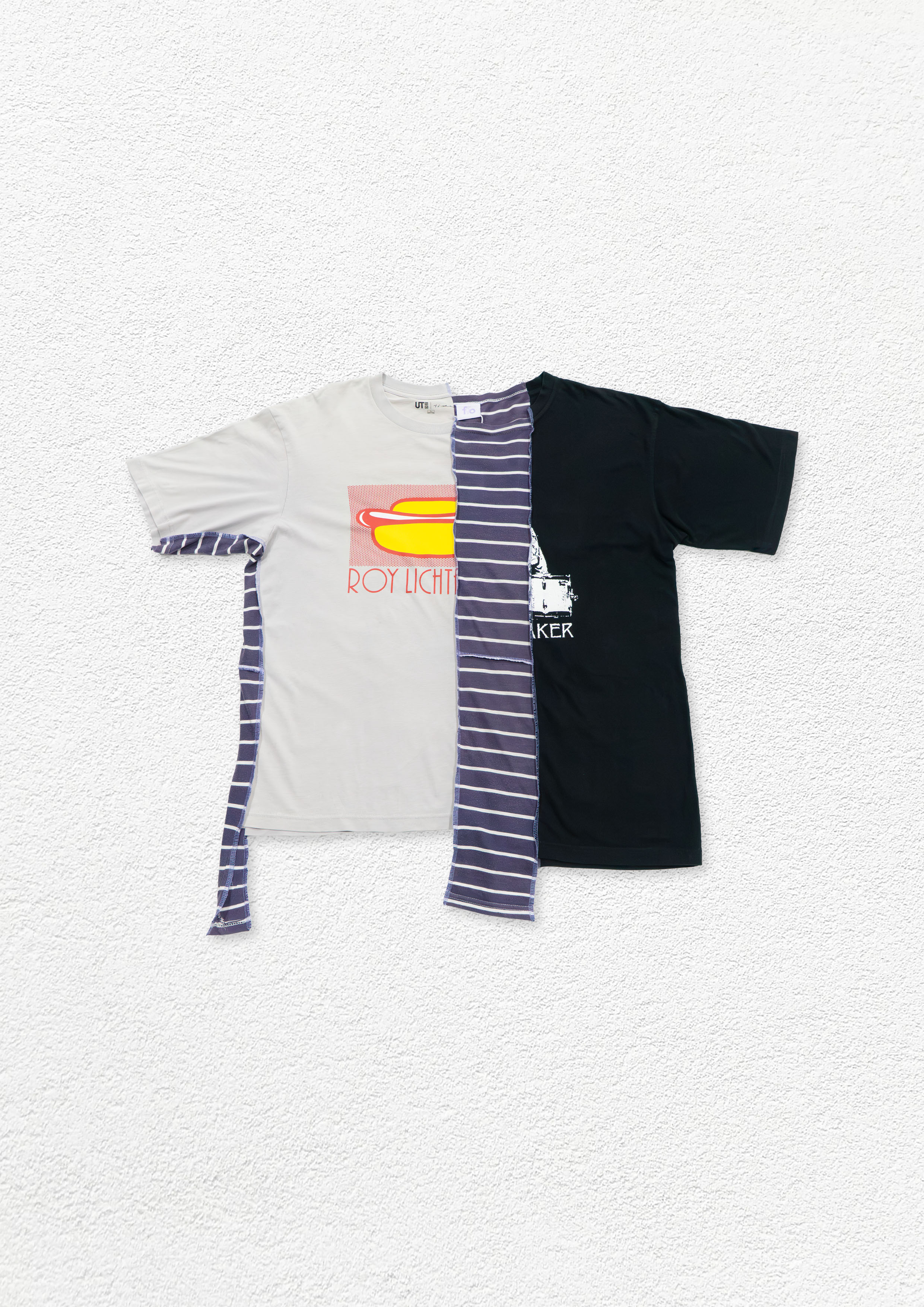 Reimagined upcycled tee - grey & black