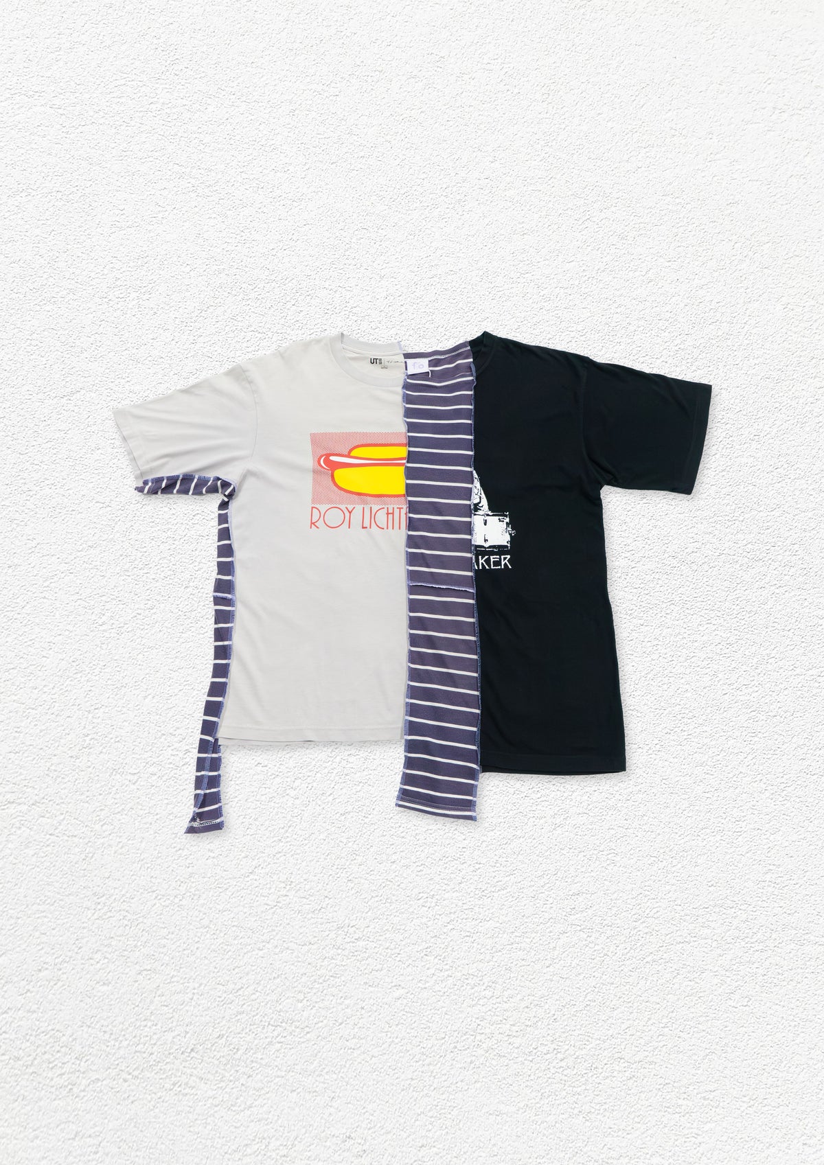 Reimagined upcycled tee - grey & black