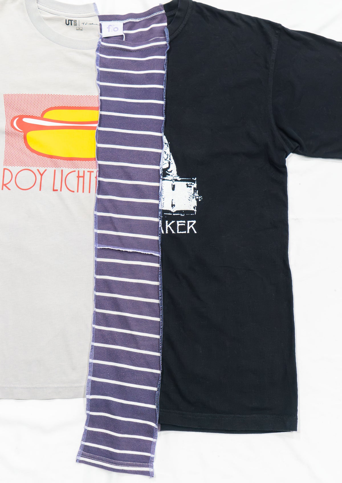 Reimagined upcycled tee - grey & black
