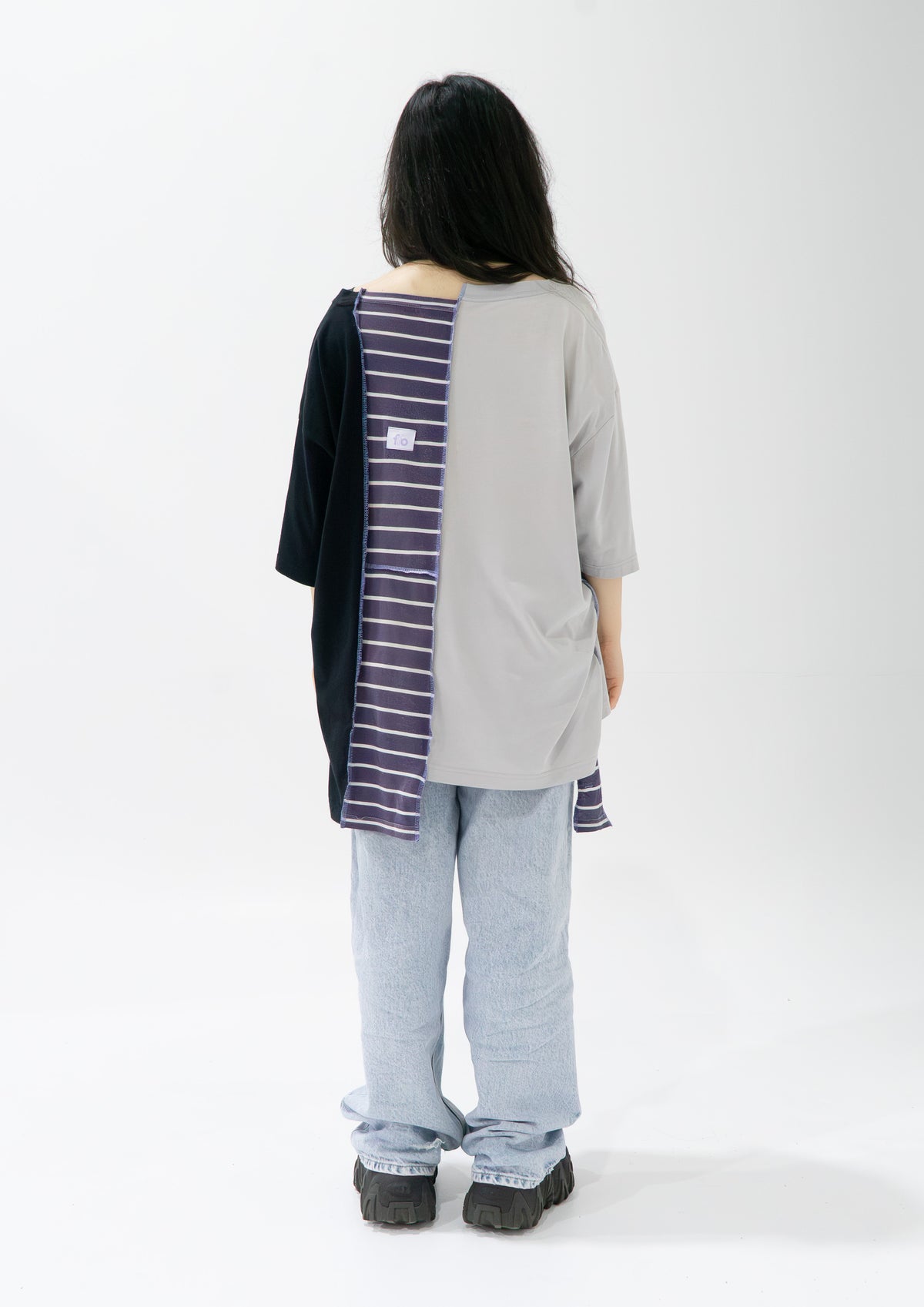 Reimagined upcycled tee - grey & black