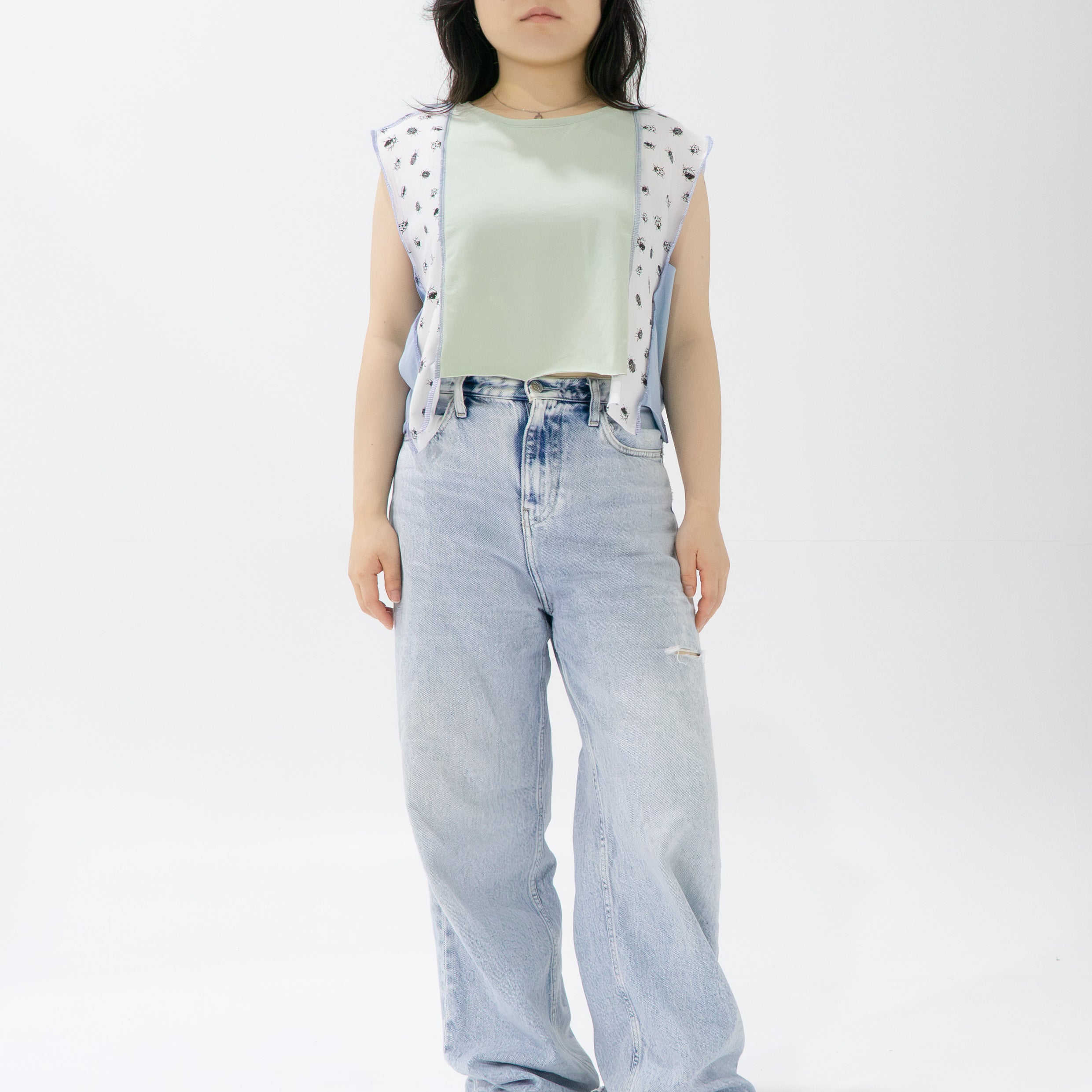 Reimagined upcycled crop top - mint