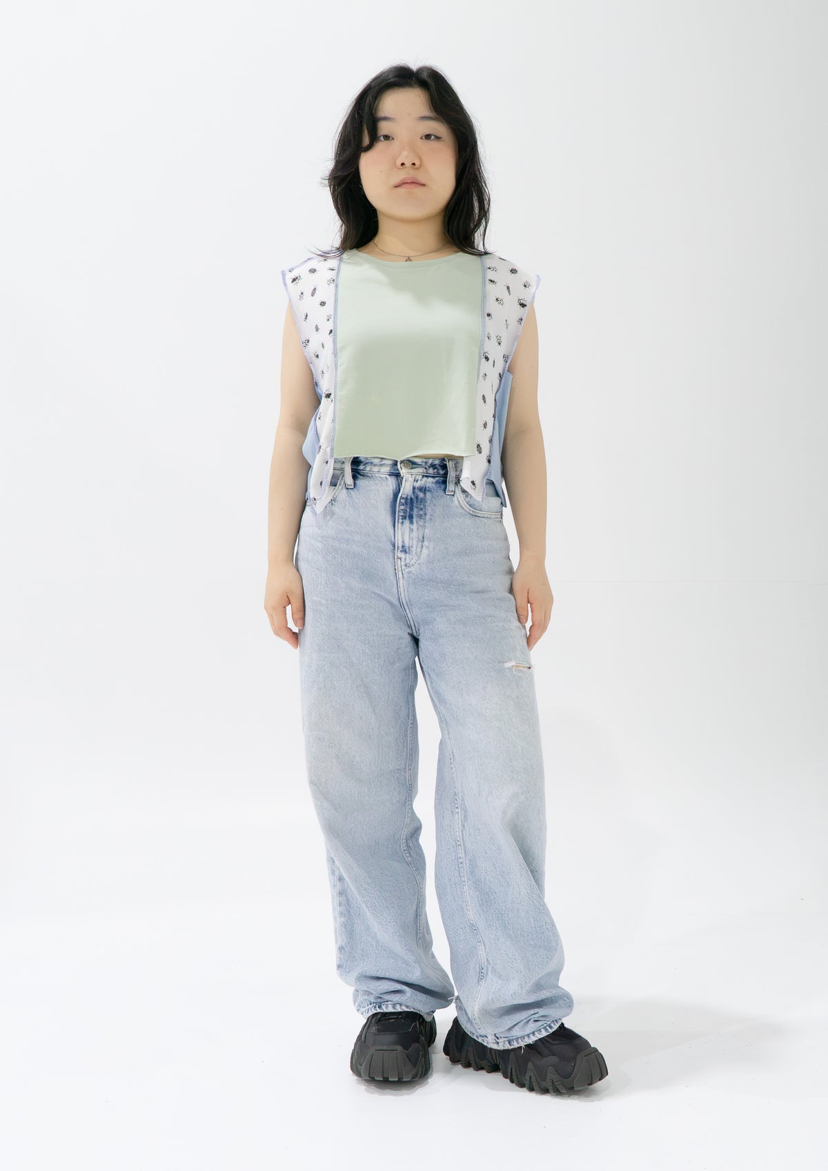 Reimagined upcycled crop top - mint