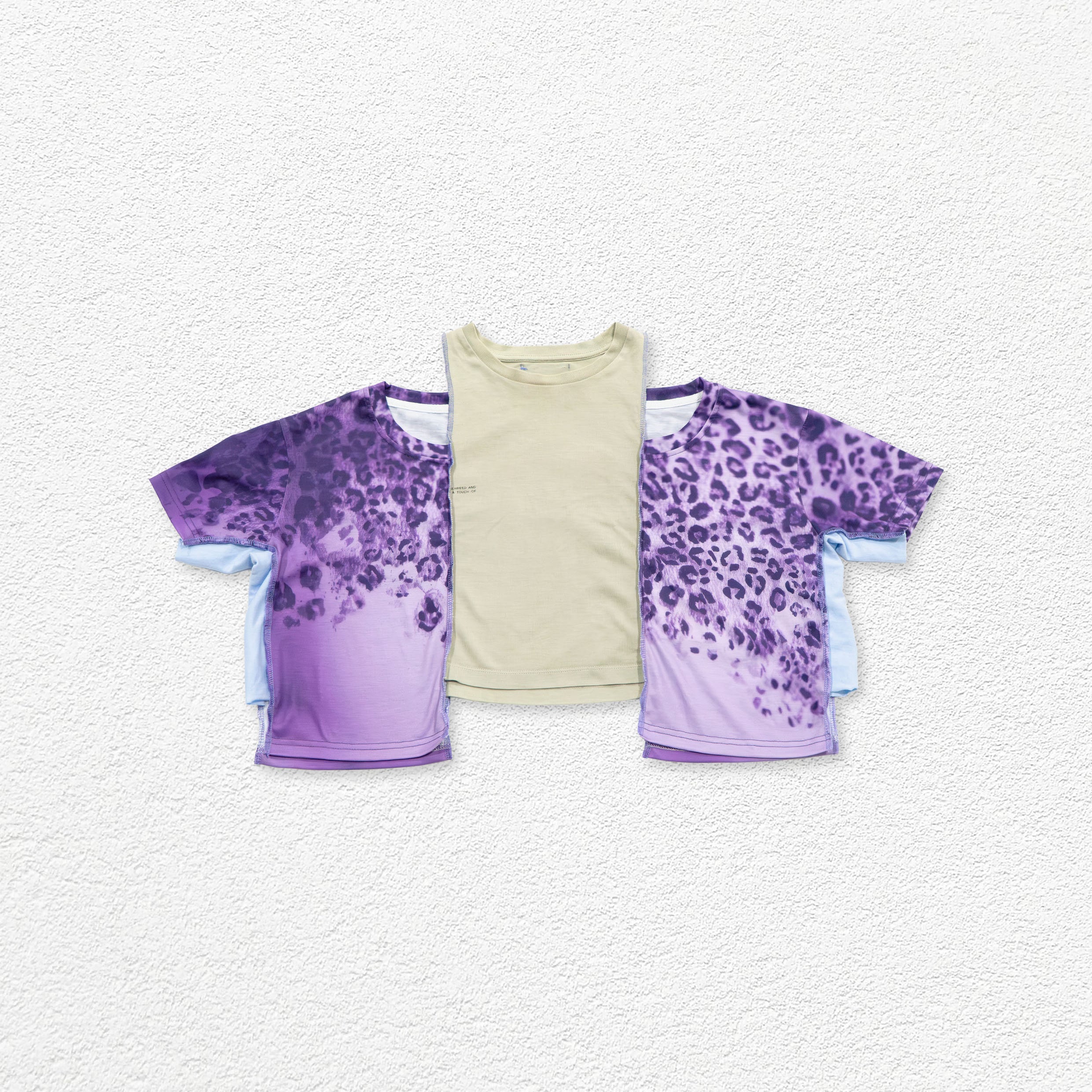 Reimagined upcycled crop top - purple & light grey