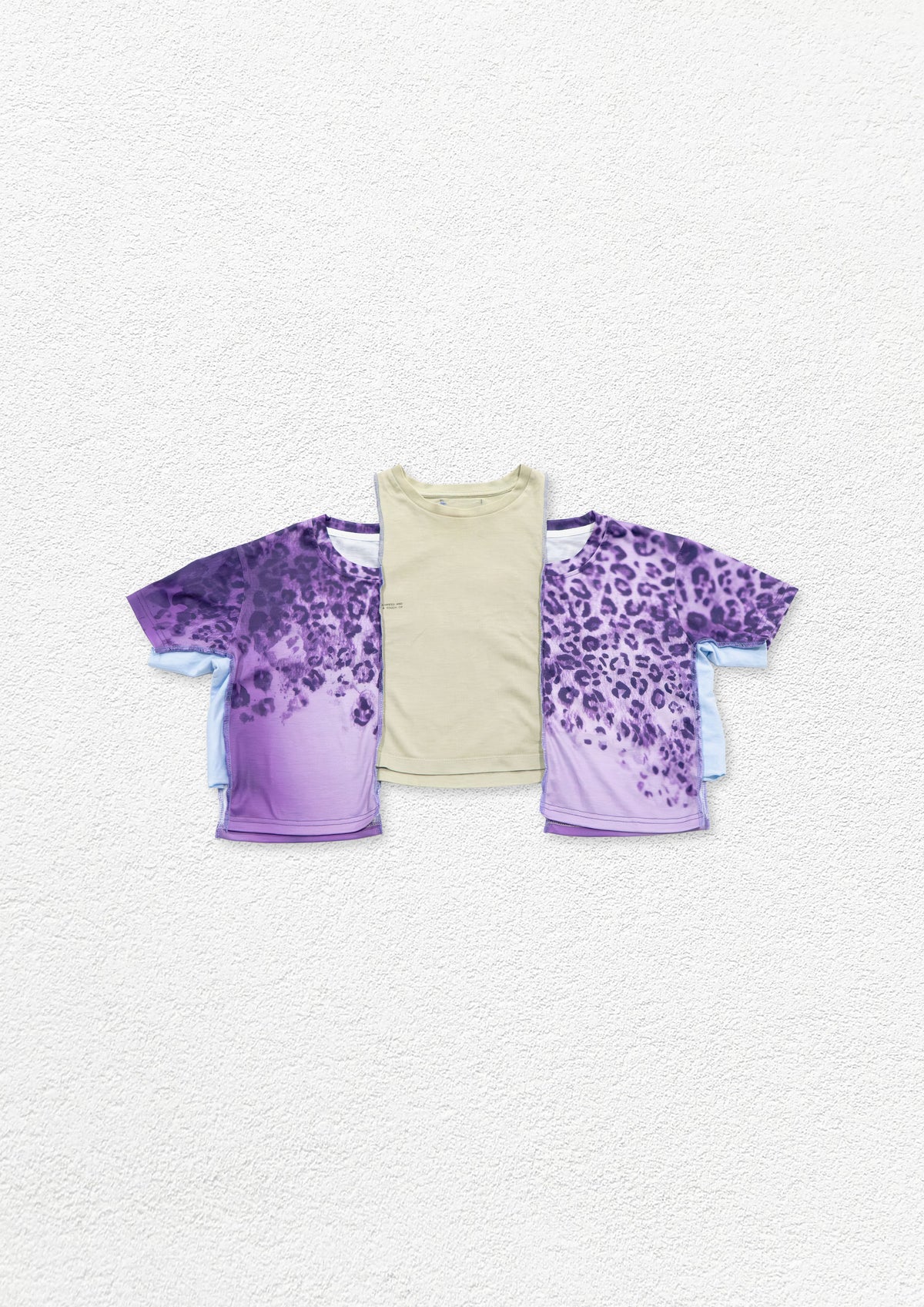 Reimagined upcycled crop top - purple & light grey