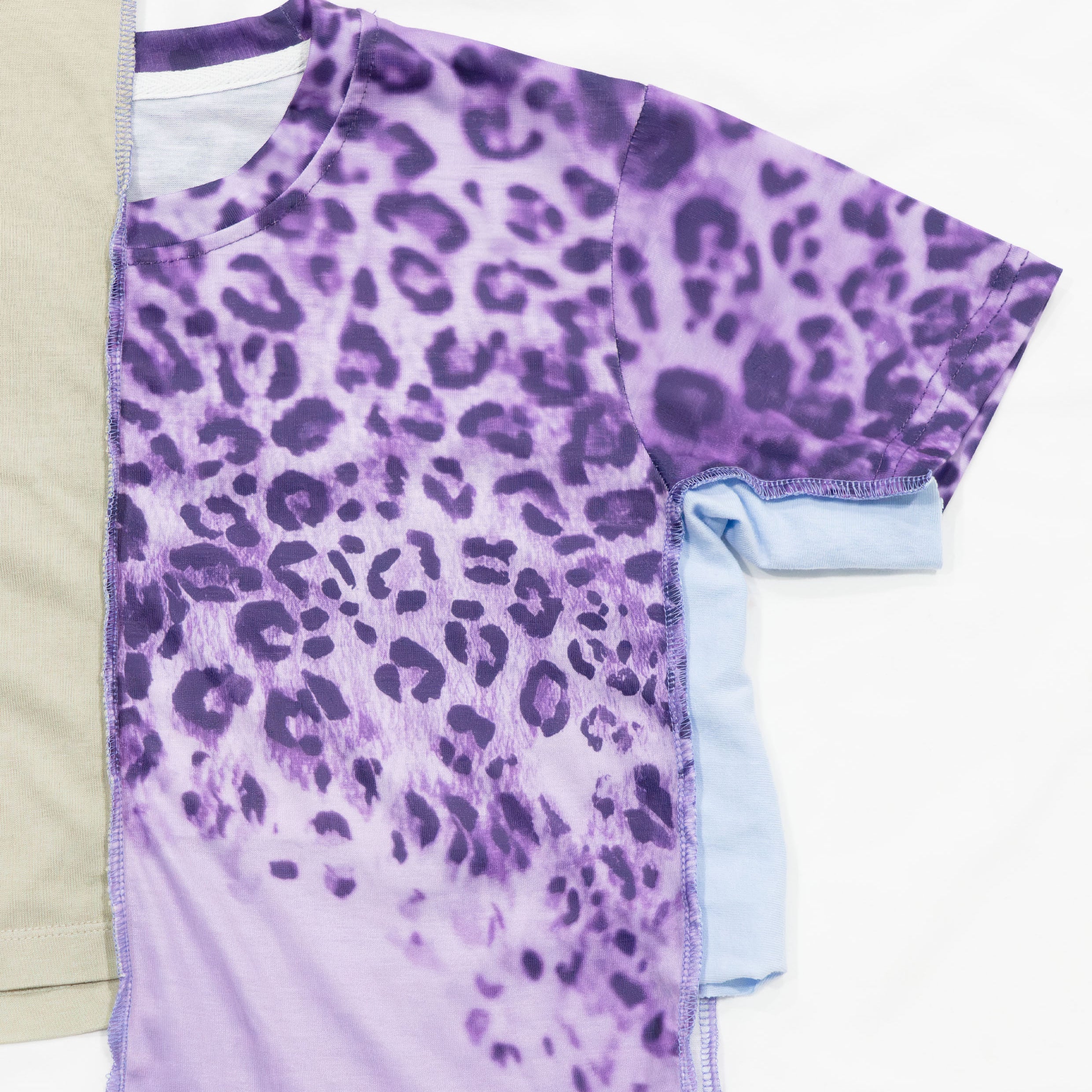 Reimagined upcycled crop top - purple & light grey