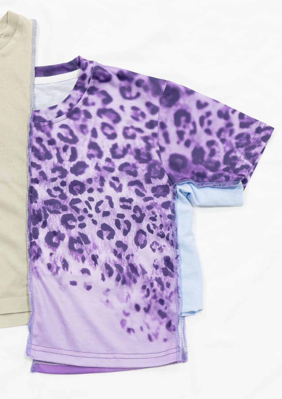 Reimagined upcycled crop top - purple & light grey